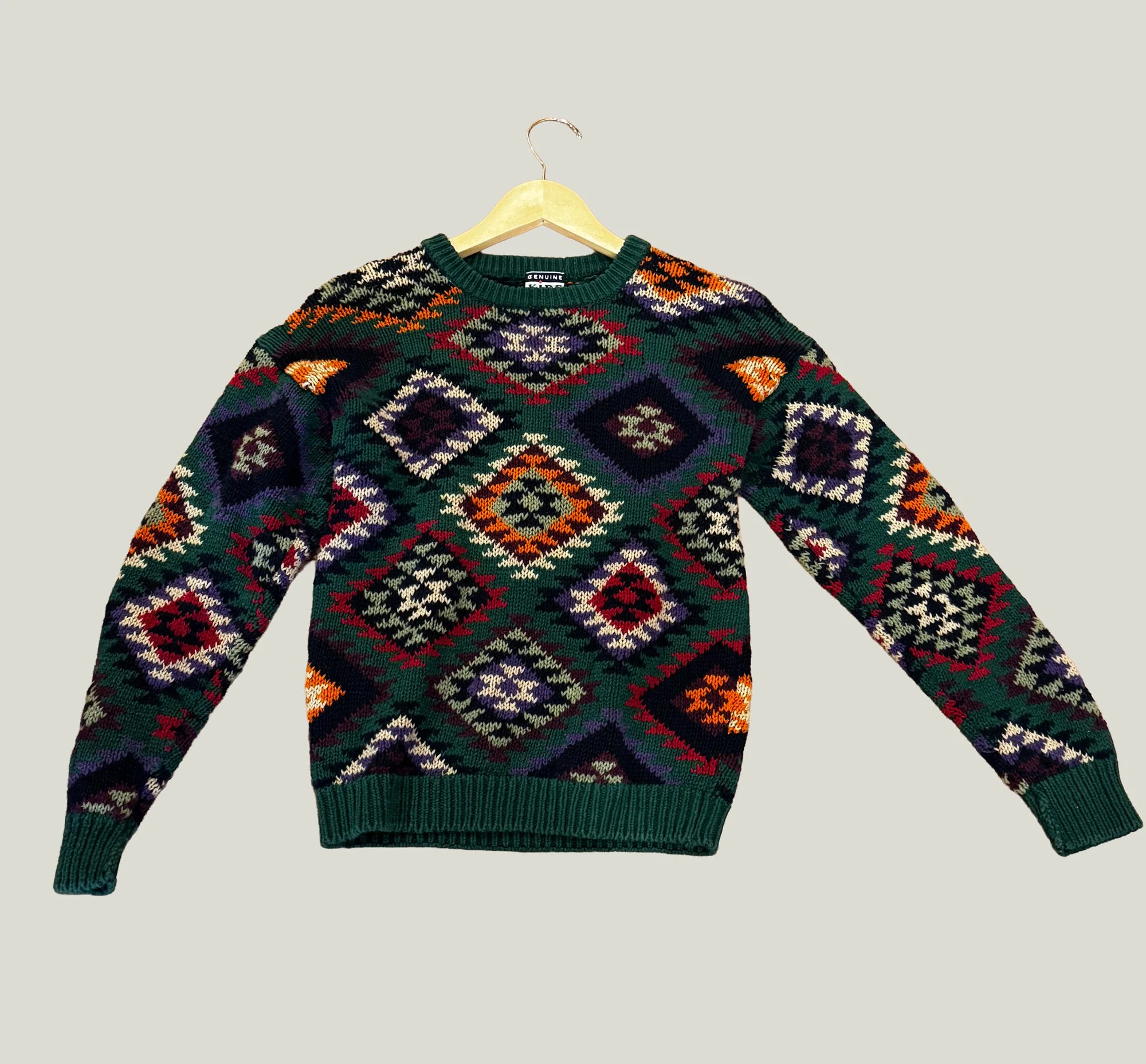 Vintage Diamond Pattern Knit Sweater size 14-16