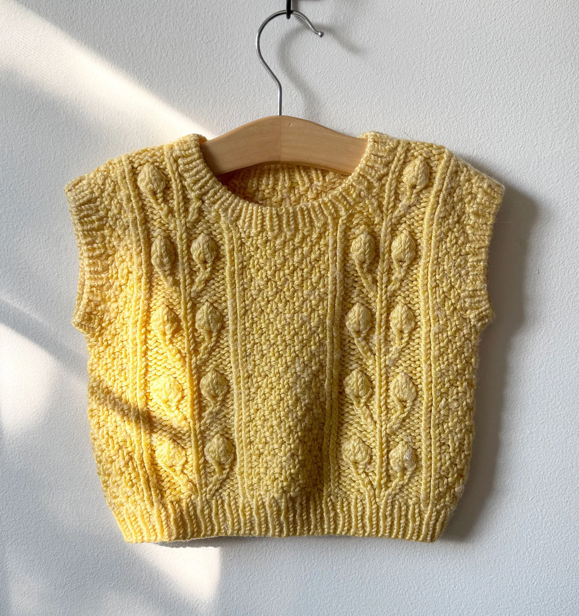 6 to 12 mo. hand knit Buttercup sweater vest