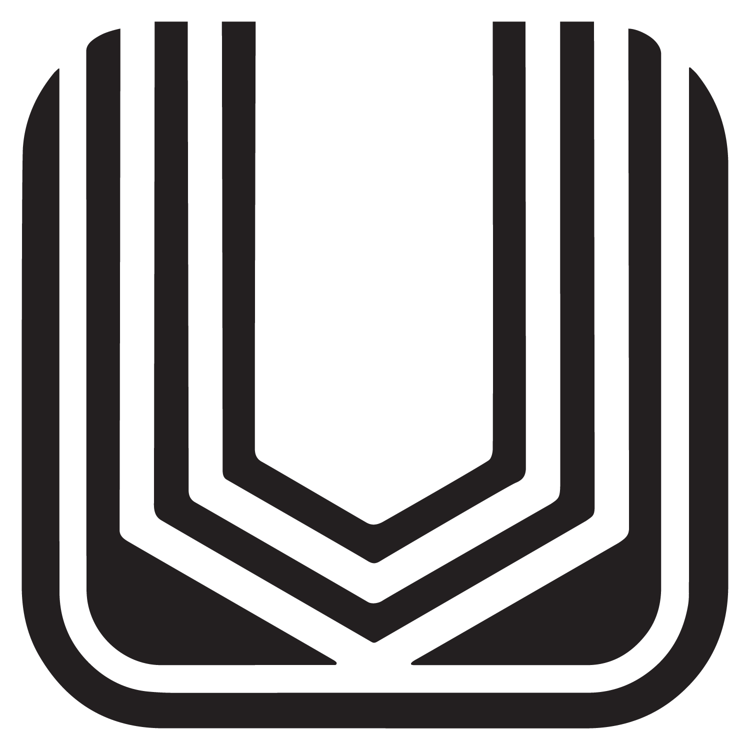 Black and white outline of a badge or shield with layered borders.