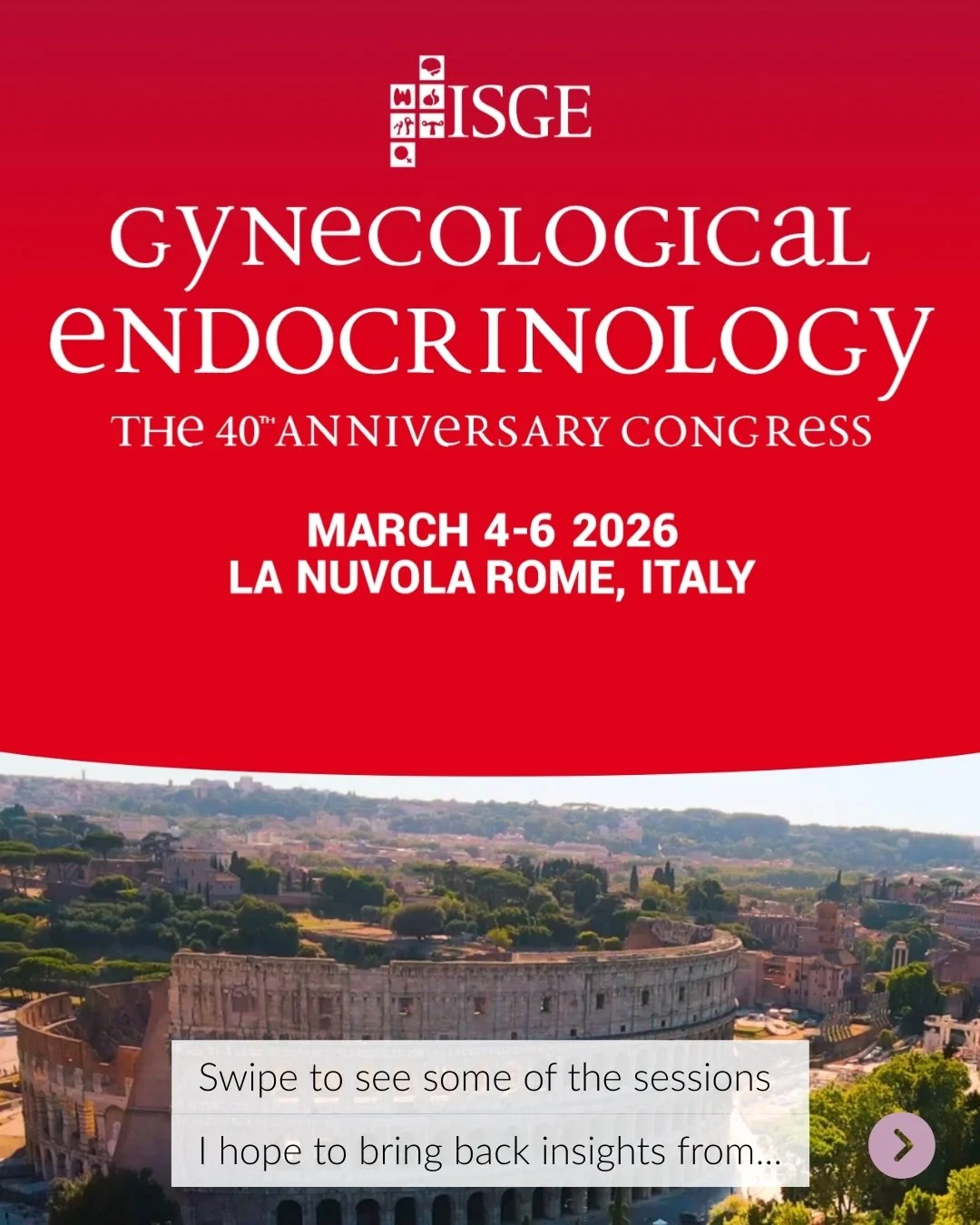 2026 conference season kicks off today!

I'm in Rome for the ISGE Biannual Congress - three full days of back-to-back gynaecological endocrinology lectures swipe>> to see some I&rsquo;m attending, I feel like a kid in a sweetie shop!

Clinical 
