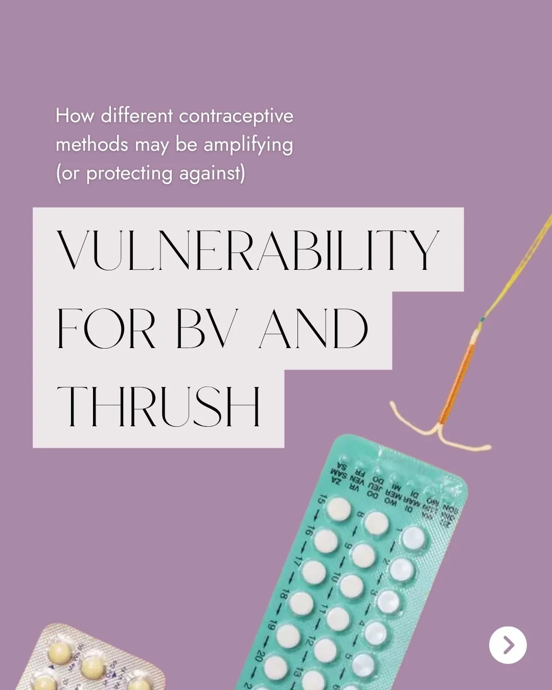 Yesterday we talked about why the second half of the menstrual cycle creates a window of vulnerability for BV and thrush.

Today we're looking at how different contraceptive methods may be amplifying that vulnerability. Or indeed protecting against i