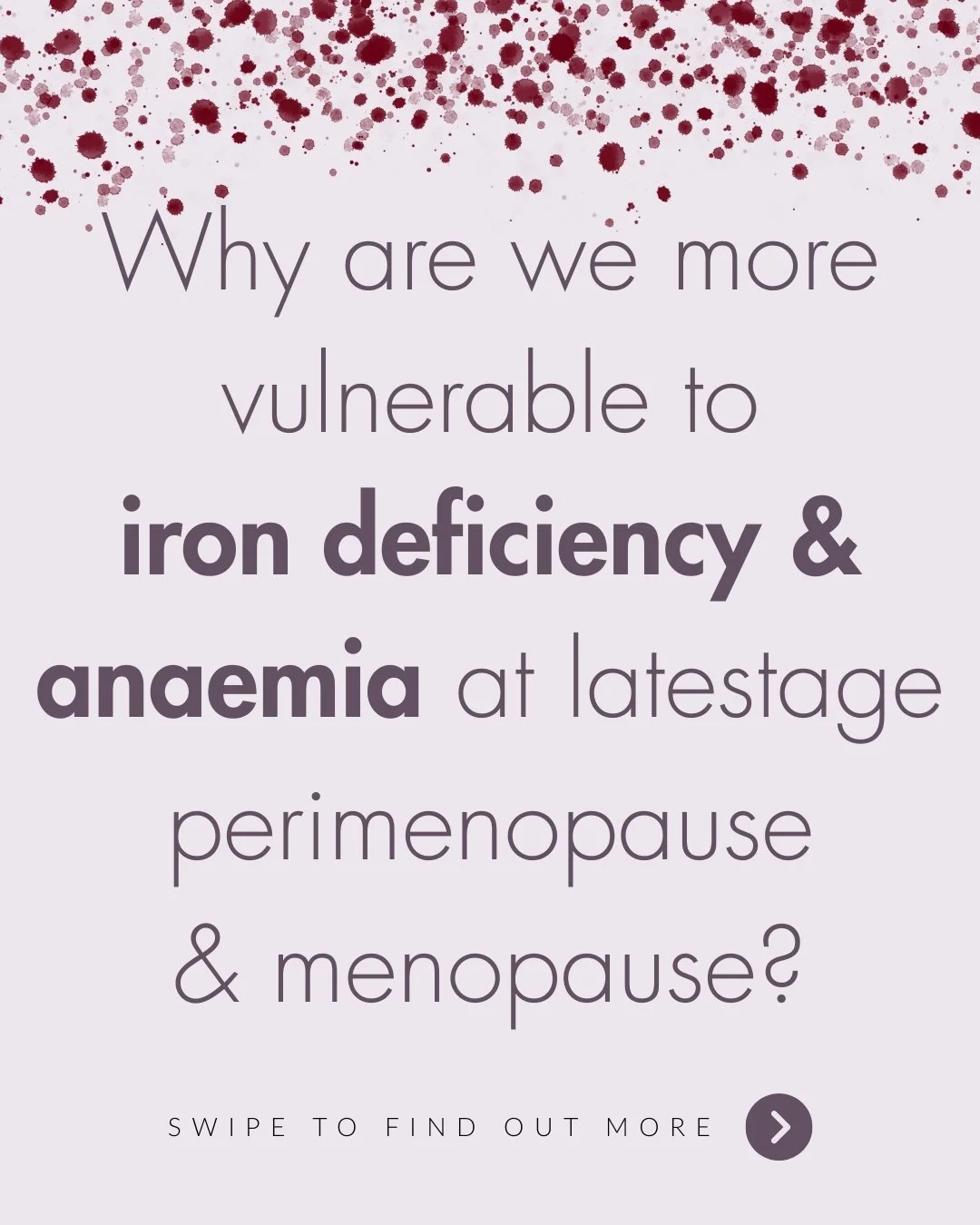 Why we are more vulnerable to iron deficiency &amp; anemia at latestage perimenopause &amp; menopause?

Swipe to understand >>>

Reason 1 - Losing Progesterone causes heavier a bleeding &amp; flooding
Reason 2 - Declining oestrogen changes t