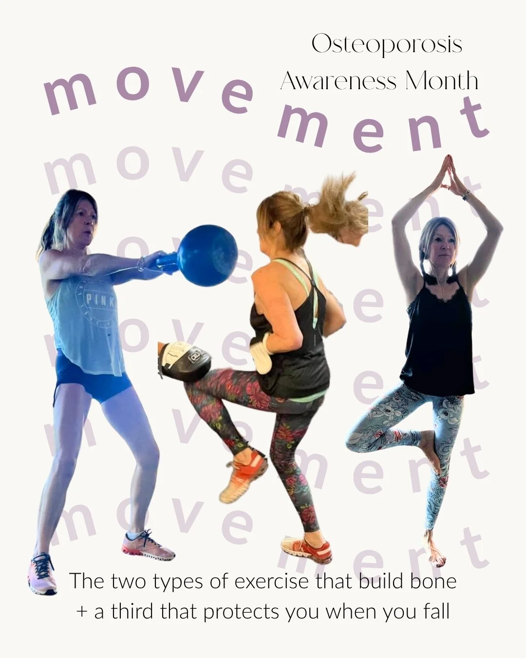 Week 3 of Osteoporosis Awareness Month and this week is all about movement 💃

Specifically the 2 types of exercise that actually build bone &amp; the third that protects you when you fall. Because not all movement is equal, &amp; walking alone, howe