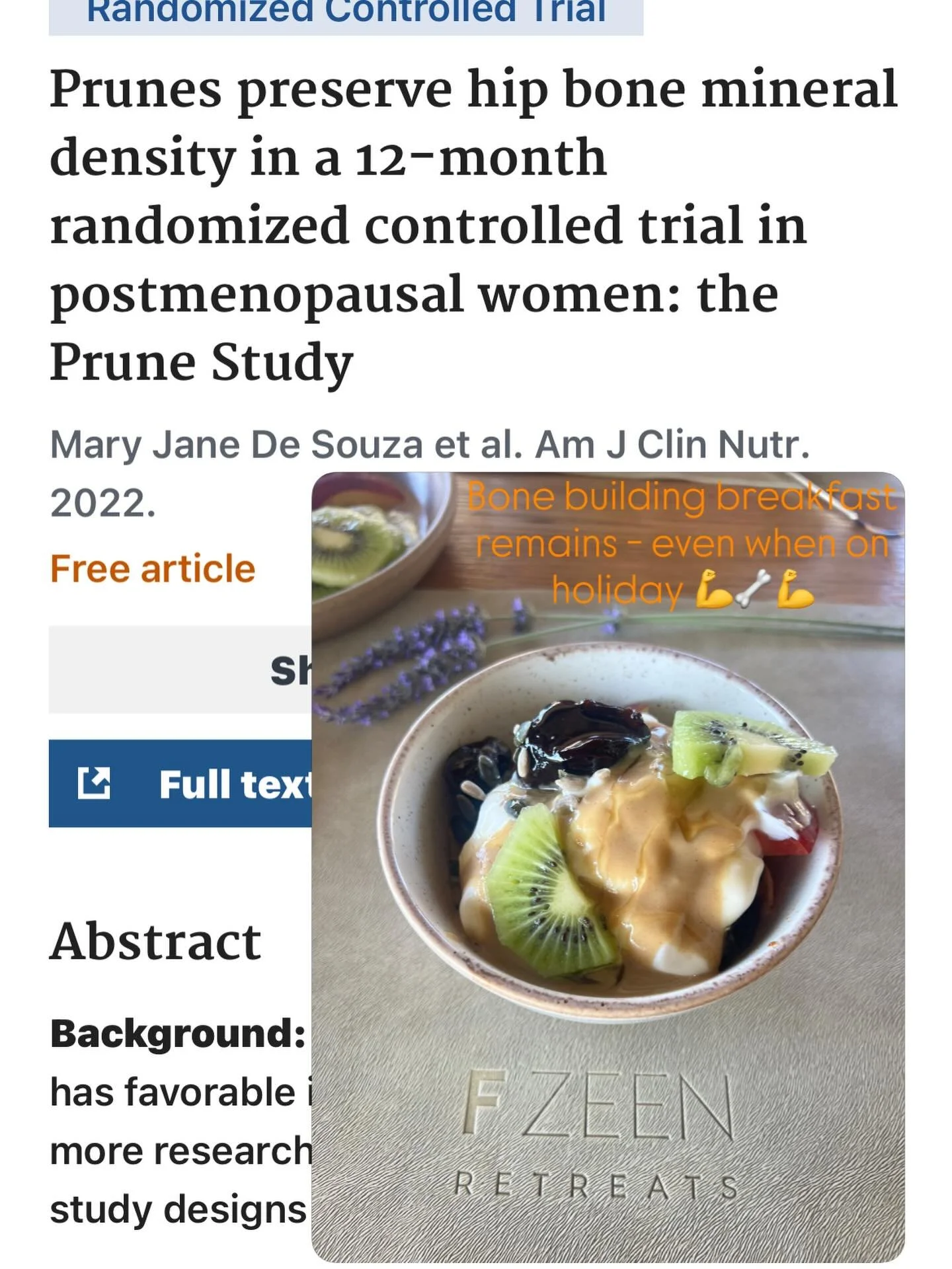 For bone health we need to consume 1300mg of dietary calcium a day - Greek yoghurt and tahini are wonderfully rich sources , and when paired with 50g of prunes (as per this study) &ldquo;represents a valuable nonpharmacologic treatment strategy that 