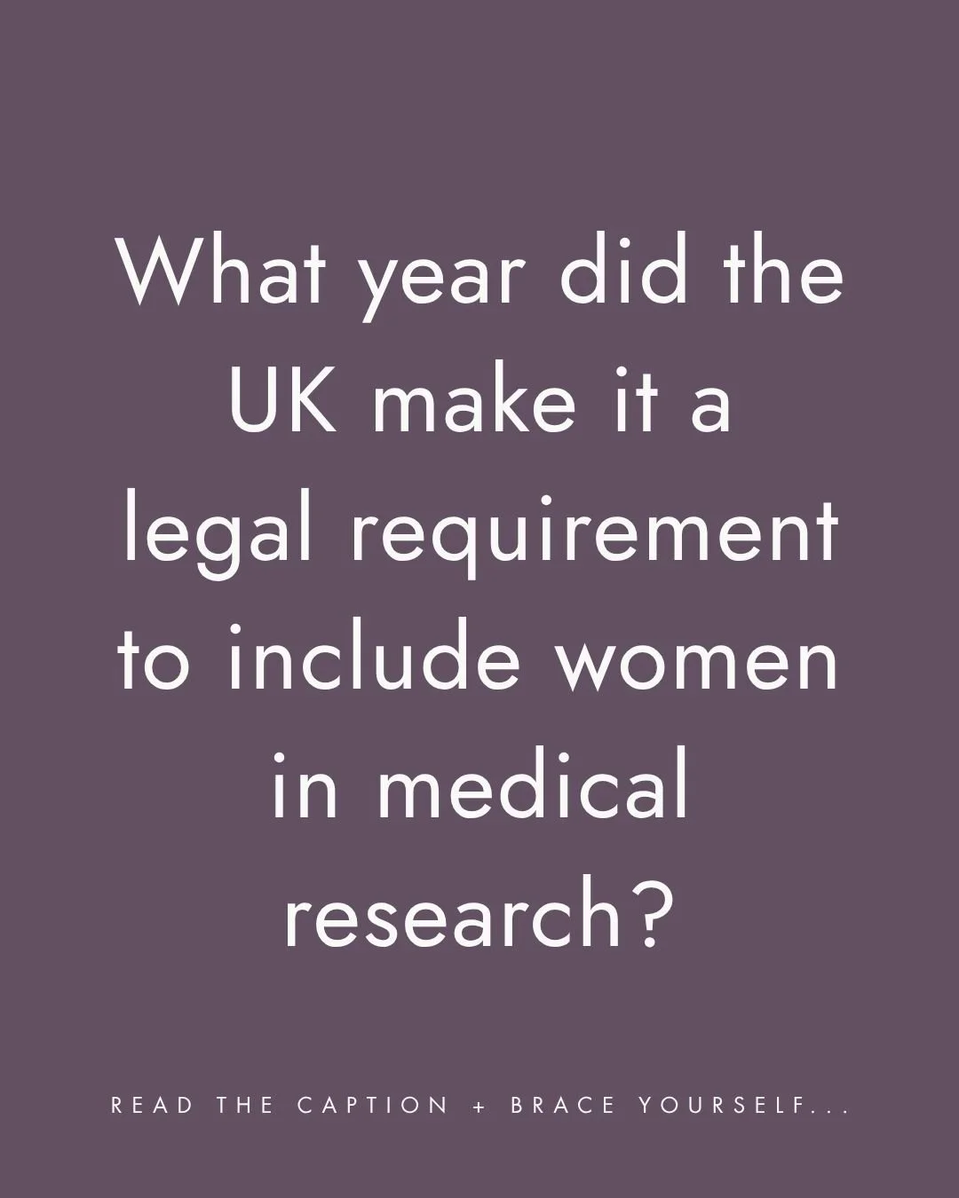 I saw a post from @womenkindcollective last week that absolutely outraged me&hellip; 😡

If you thought like me, that the dial had moved on gender equality in health, read on...

They posed a simple question: what year did the UK make it a legal requ