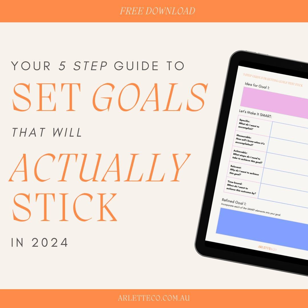 Say goodbye to short-lived goals with our FREE 5 step guide to make your goals ACTUALLY stick this year 🔥🤩🤝

In this 20 page guide, you will:
✦  Perform a psychology-based &lsquo;stocktake&rsquo; of each area of your life

✦ Look ahead to 2024 wit