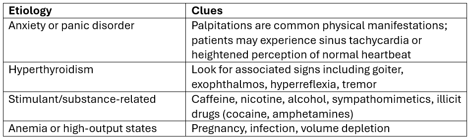 non-cardiac differential diagnoses for palpitations