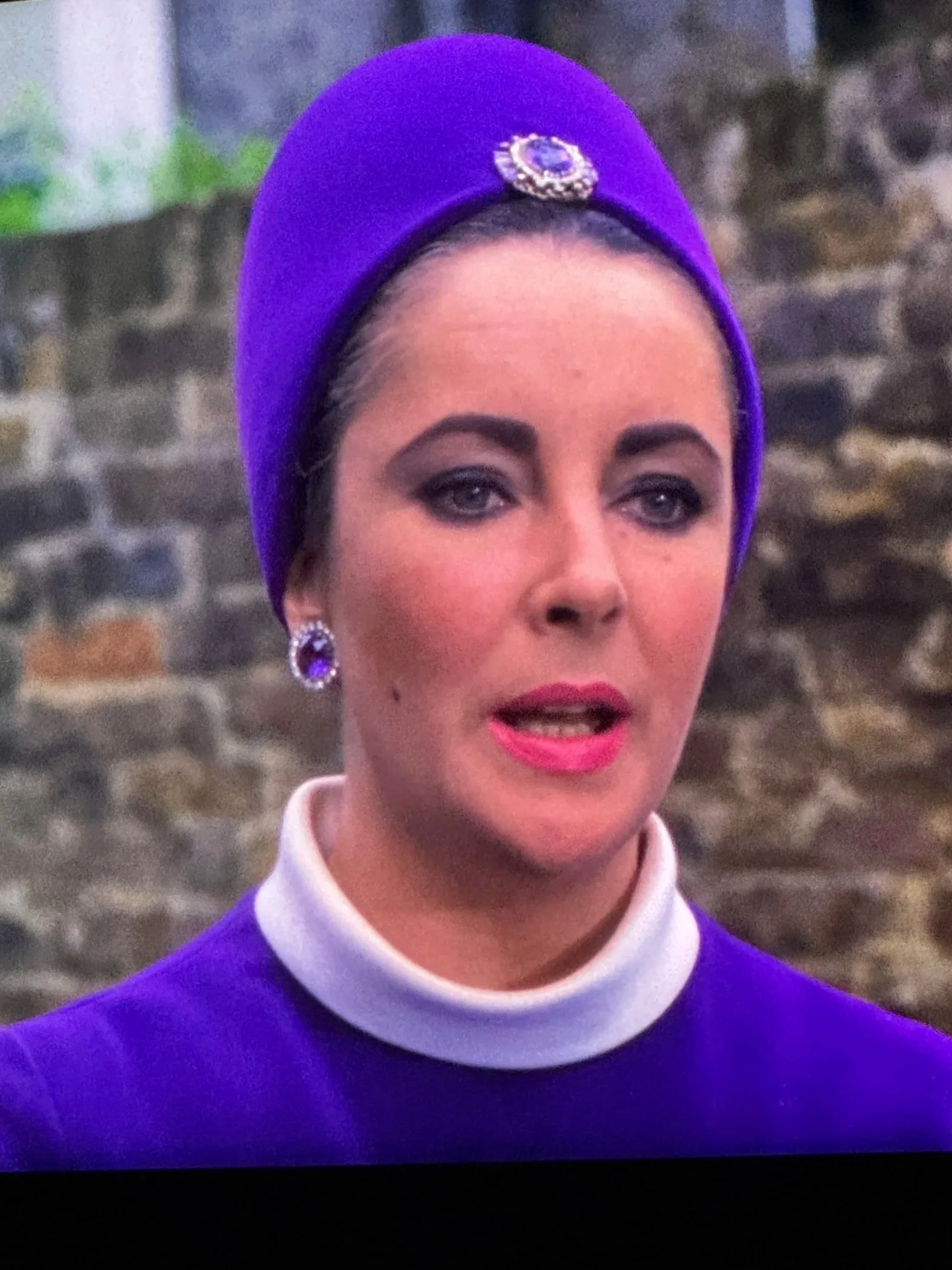 Electric purple Dior on Liz Taylor - this film still at Galerie Dior is amazing!  Winter colors are the best.