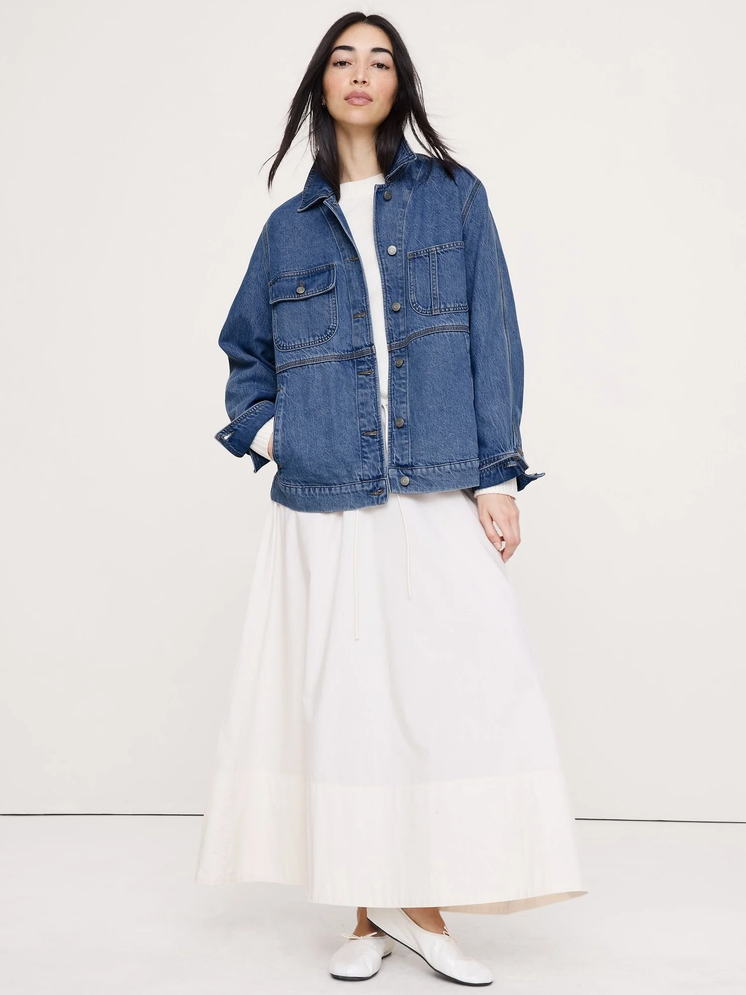 Cool, slightly oversized denim jacket - withstands all trends.