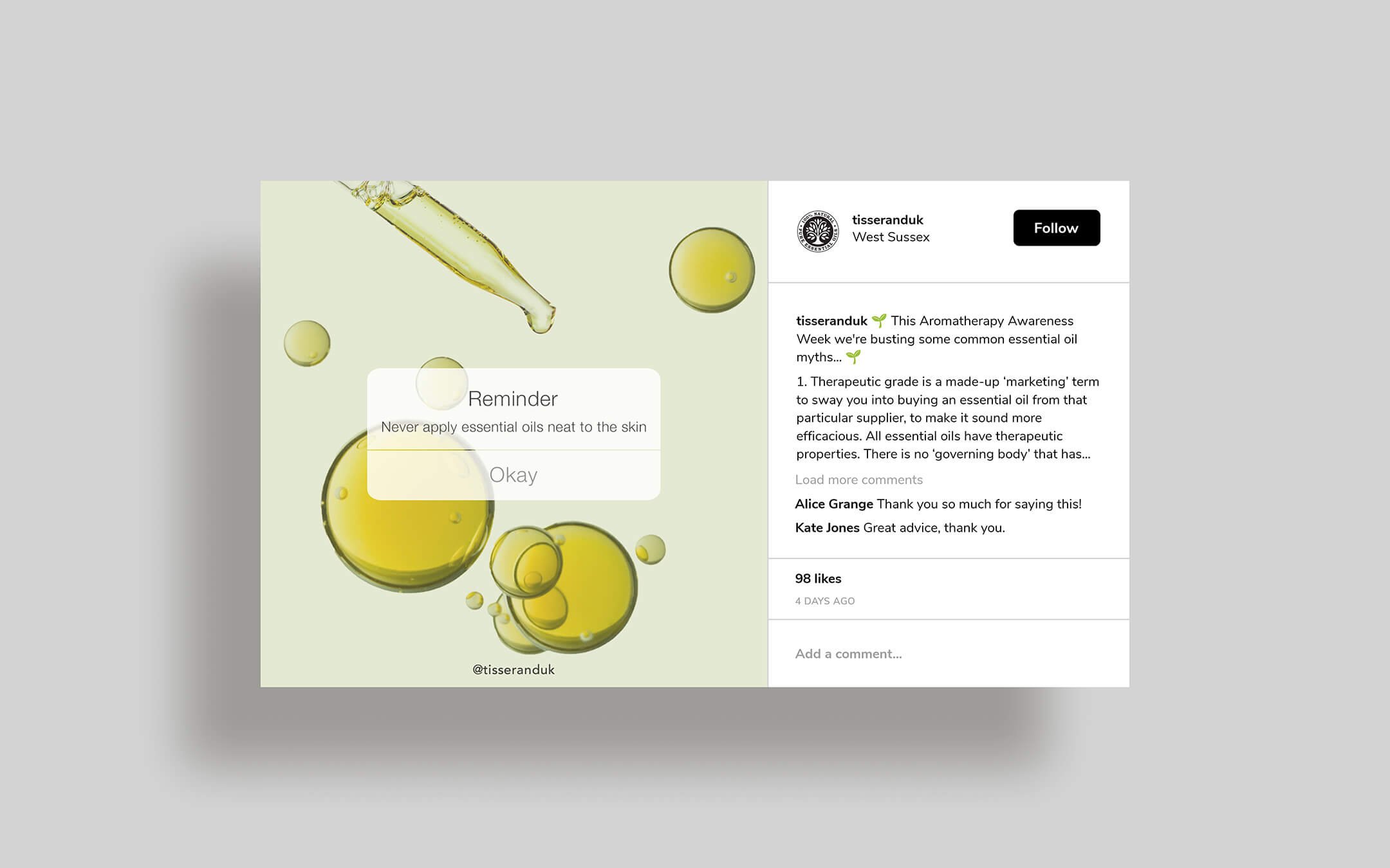 Social Media Design for Tisserand Aromatherapy