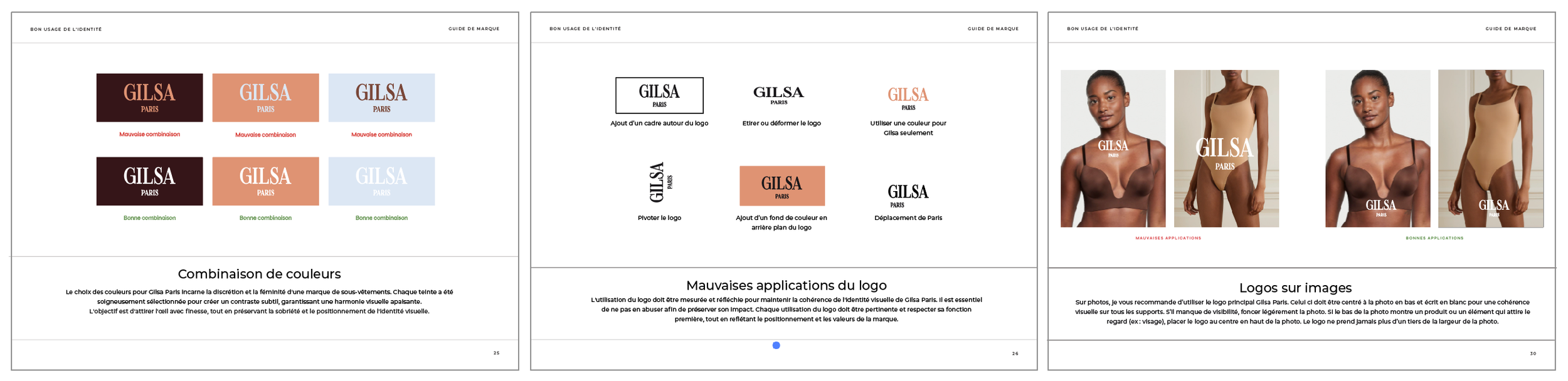 Exemple de charte graphique Gilsa Paris, bons et mauvais usages sur les réseaux sociaux