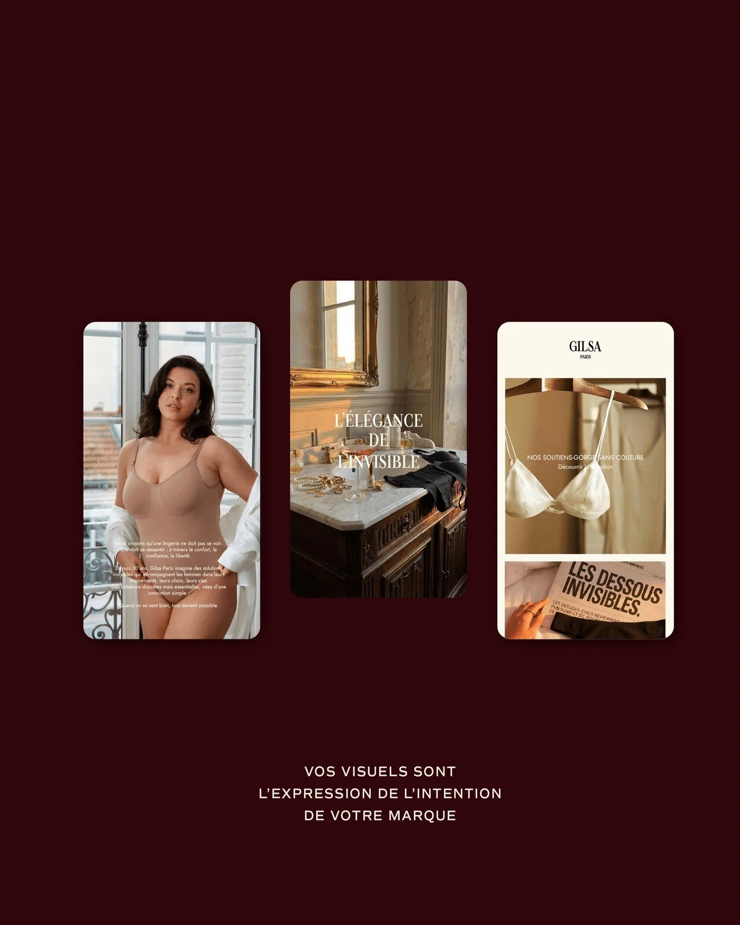 L'intention

Ce qui rend une marque m&eacute;morable, 
ce ne sont pas ses visuels en soit, mais 

La r&eacute;p&eacute;tition coh&eacute;rente
de l'intention de votre marque.

&Agrave; partir d&rsquo;une m&ecirc;me intention,
plusieurs expressions se