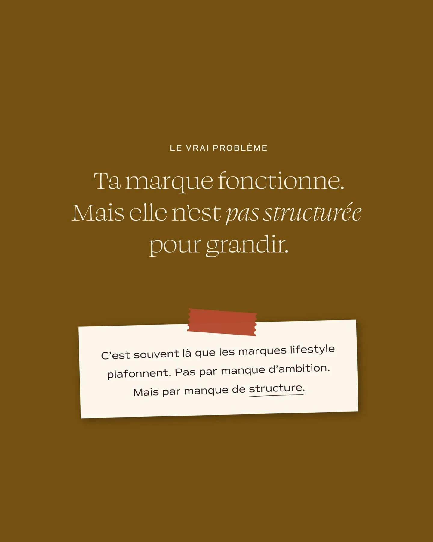 Se structurer pour grandir

Ta marque fonctionne mais semble avoir atteint un seuil.

Pourquoi ? 
➡ Ton business manque probablement de structure pour passer ce cap ! 

➡ 3 niveaux &agrave; consolider pour renforcer ta marque et la pr&eacute;parer &a
