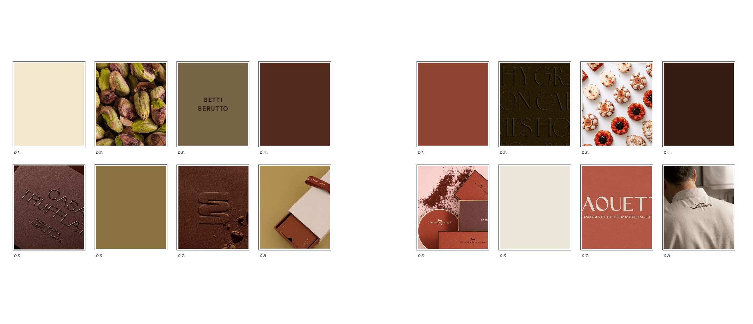 Propositions de deux moodboard pour un projet pâtisserie premium
