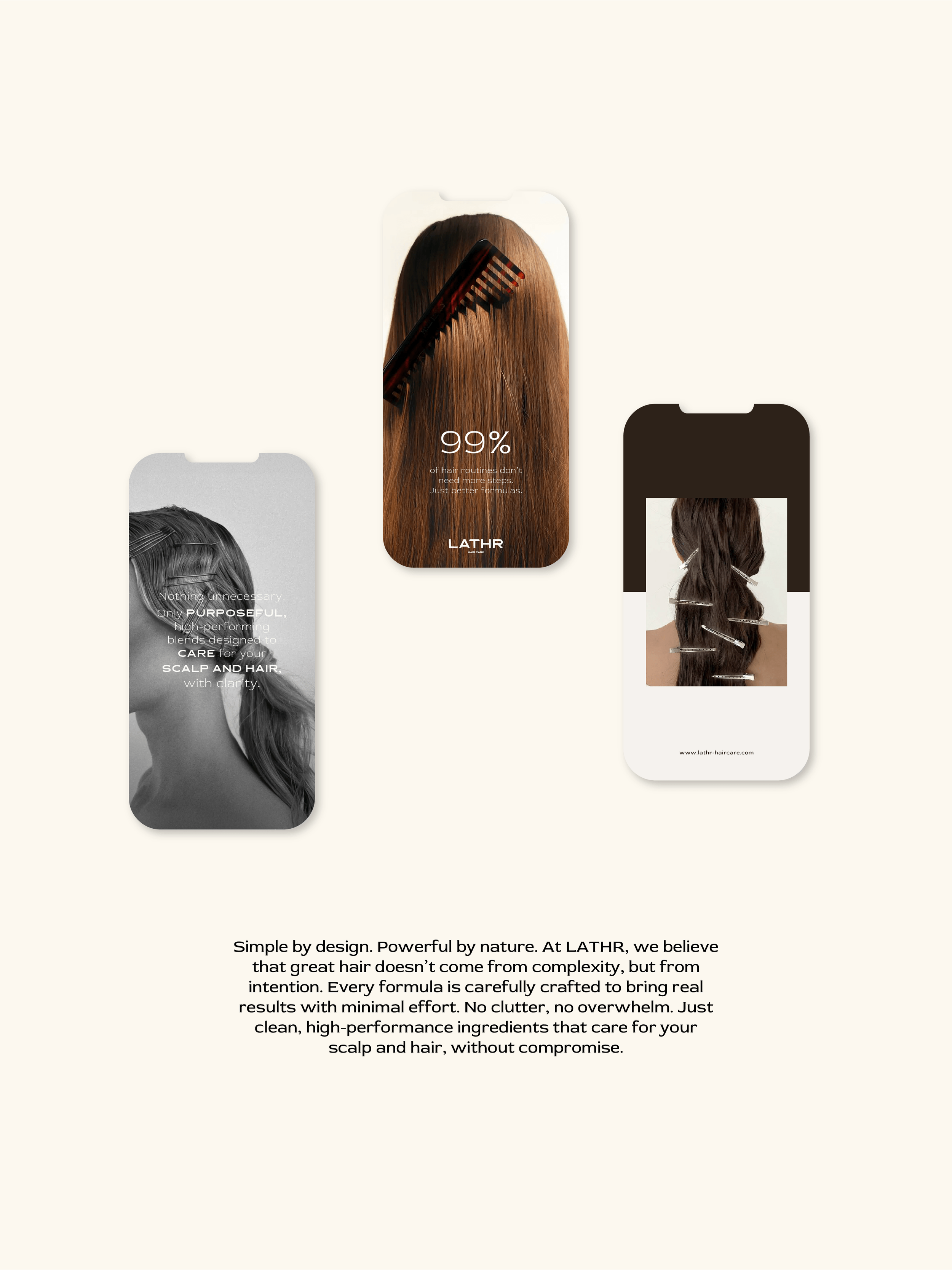 Visuels pour réseaux sociaux pour Lathr, haircare brand