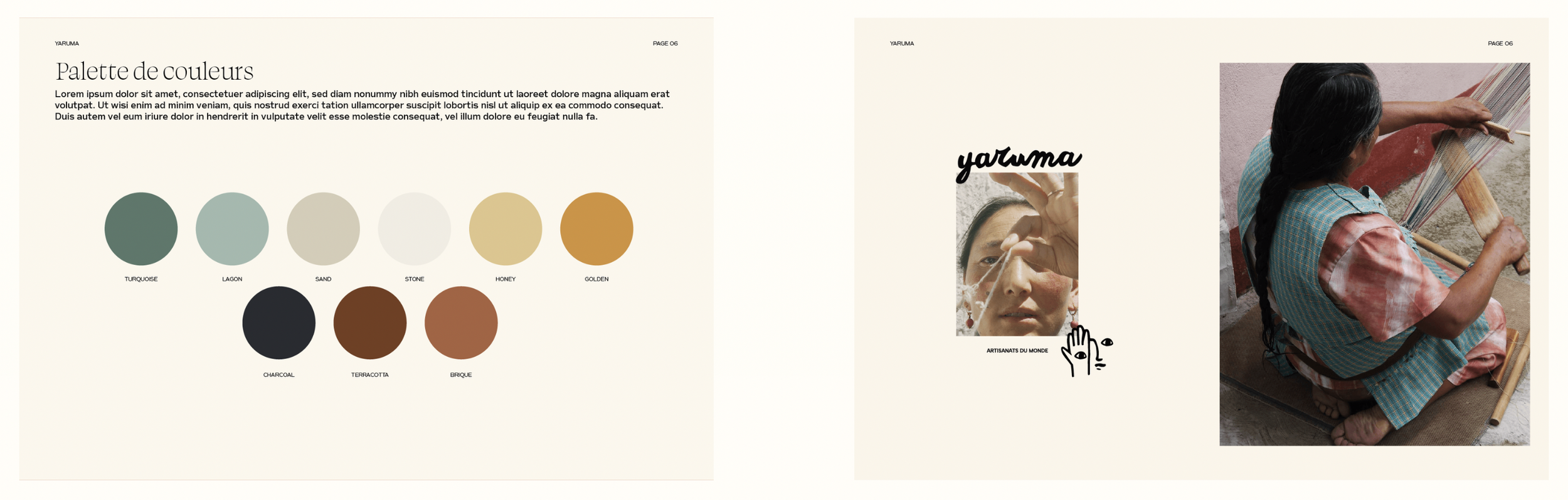 identité visuelle Yaruma, archétype Créateur et Citoyen traduit en typographie manuscrite