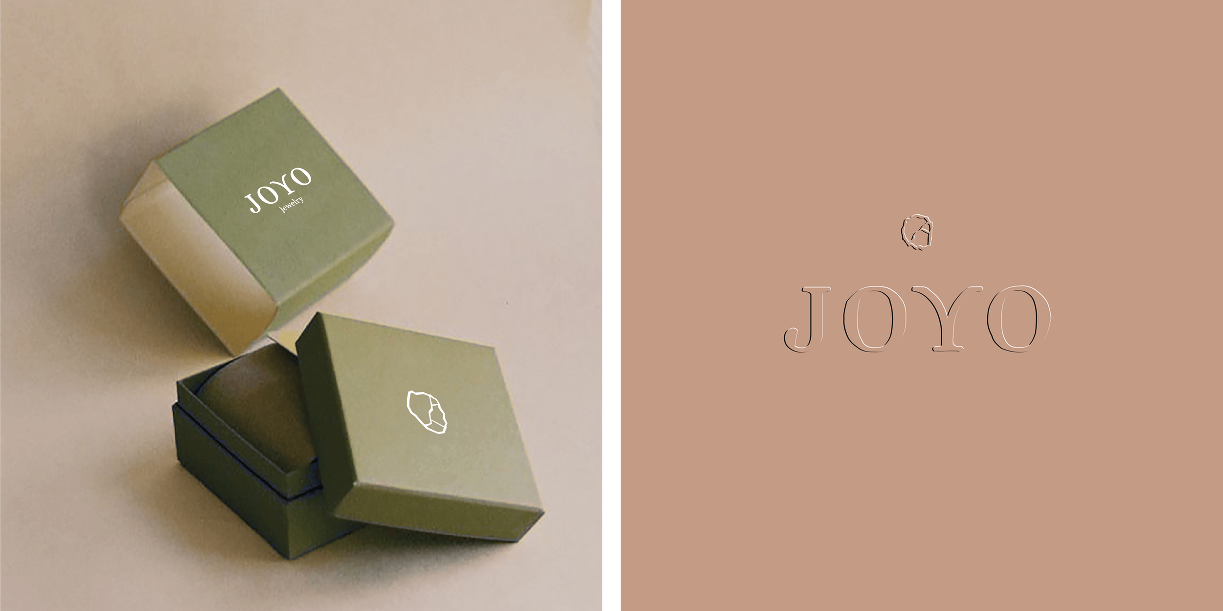 Logo martelé de la marque JOYO et ses déclinaisons créées par Studio Almae