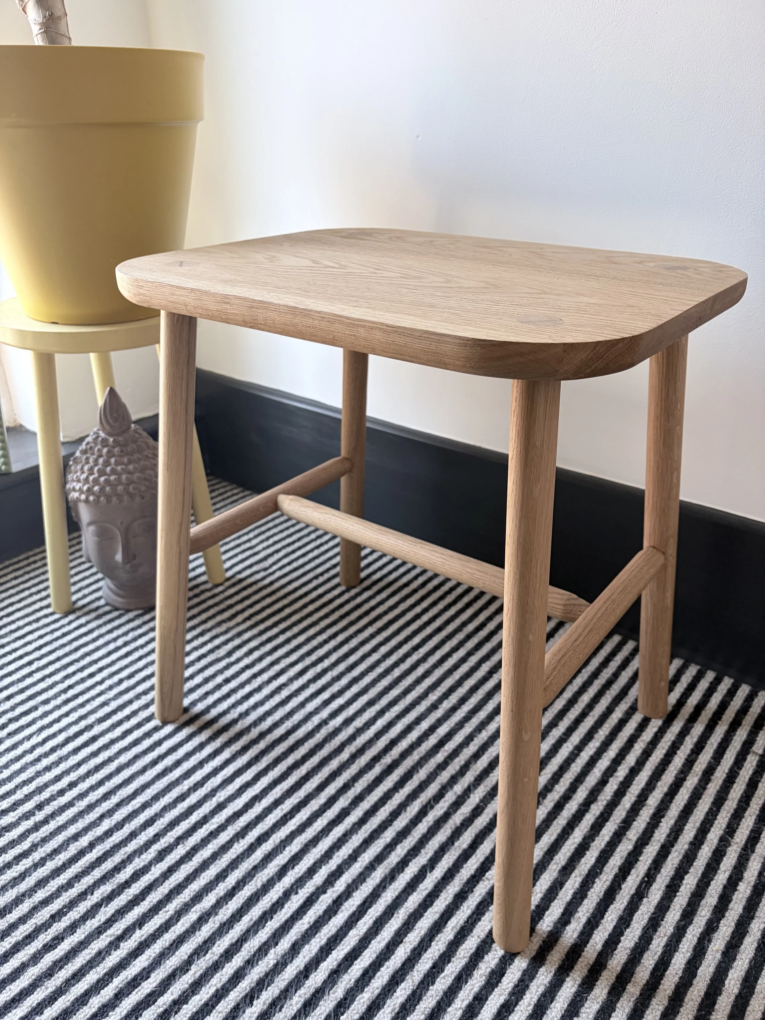 Oak Table With Rounded Corners and Braced Legs