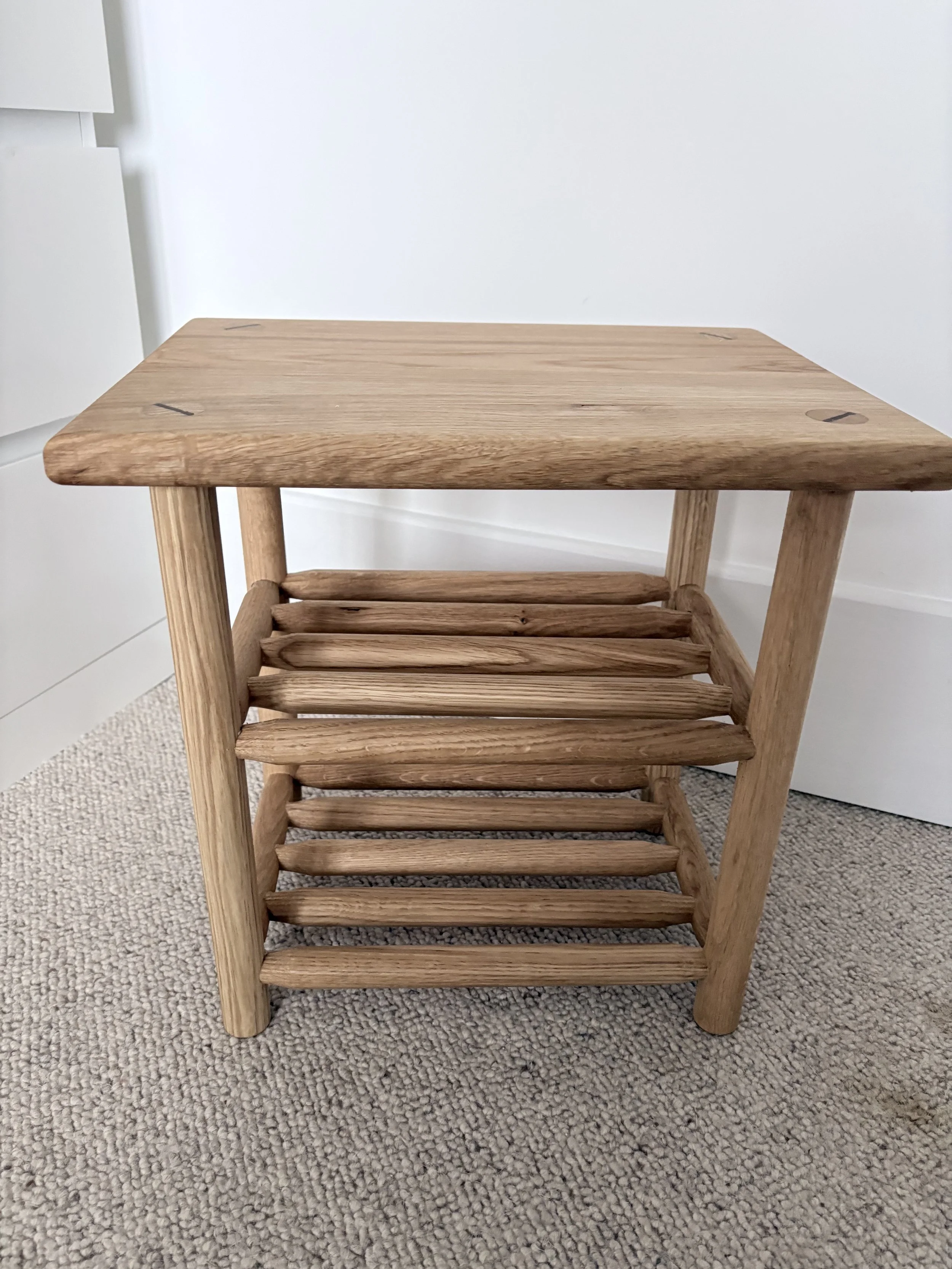 small hallway bench with storage