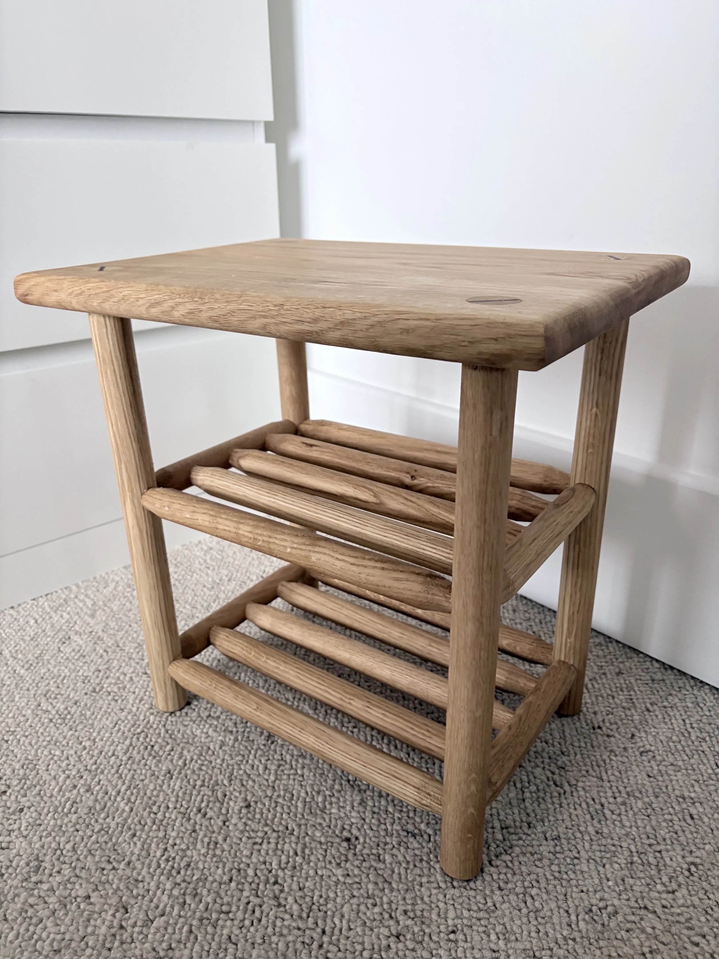 Oak hallway bench with storage