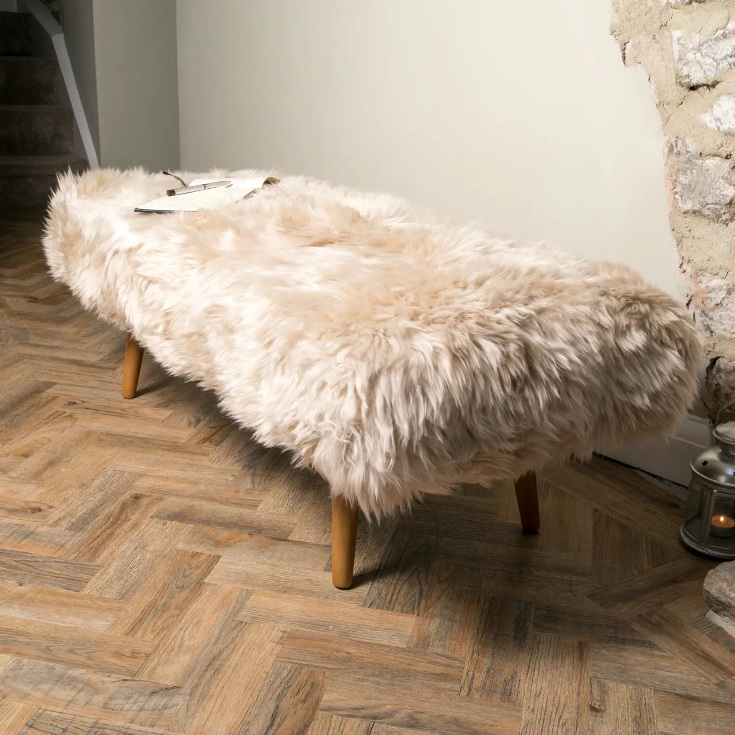 Sheepskin End of Bed Bench
