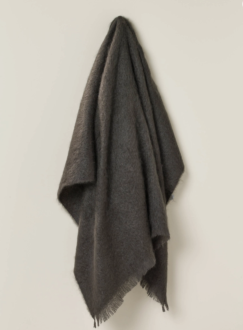 Gun Metal Mohair Throw