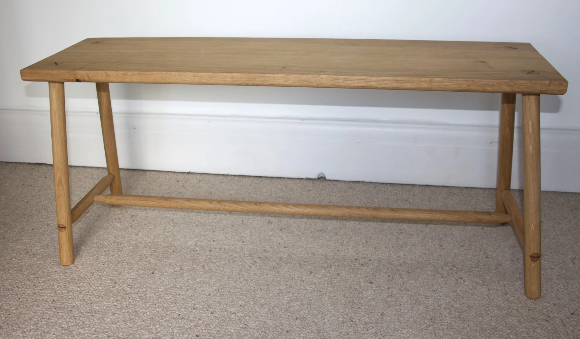 Solid Oak Bench Seat with Braced Legs