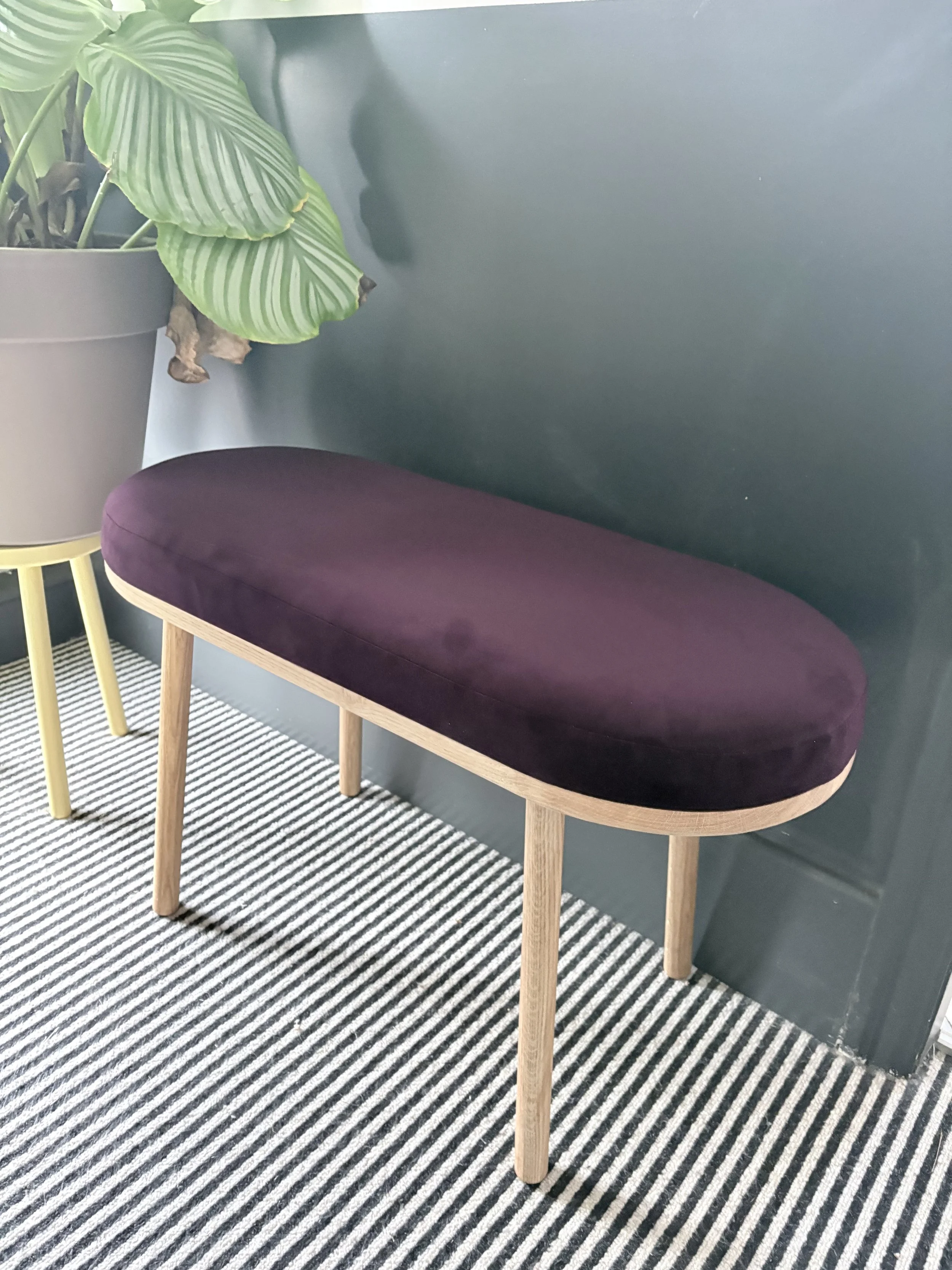 Rounded End Bench Upholstered a in Luxury Soft Velvet Cushion