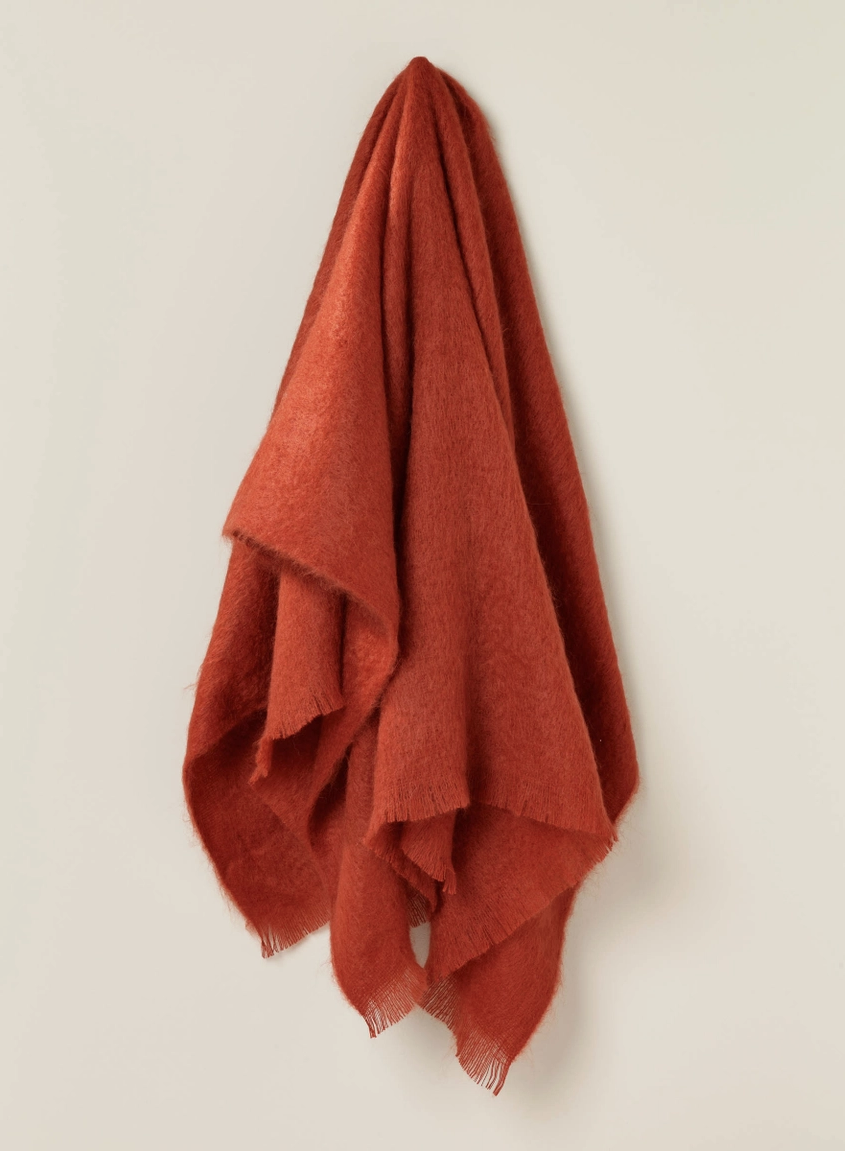 Lacquer Red Mohair Throw