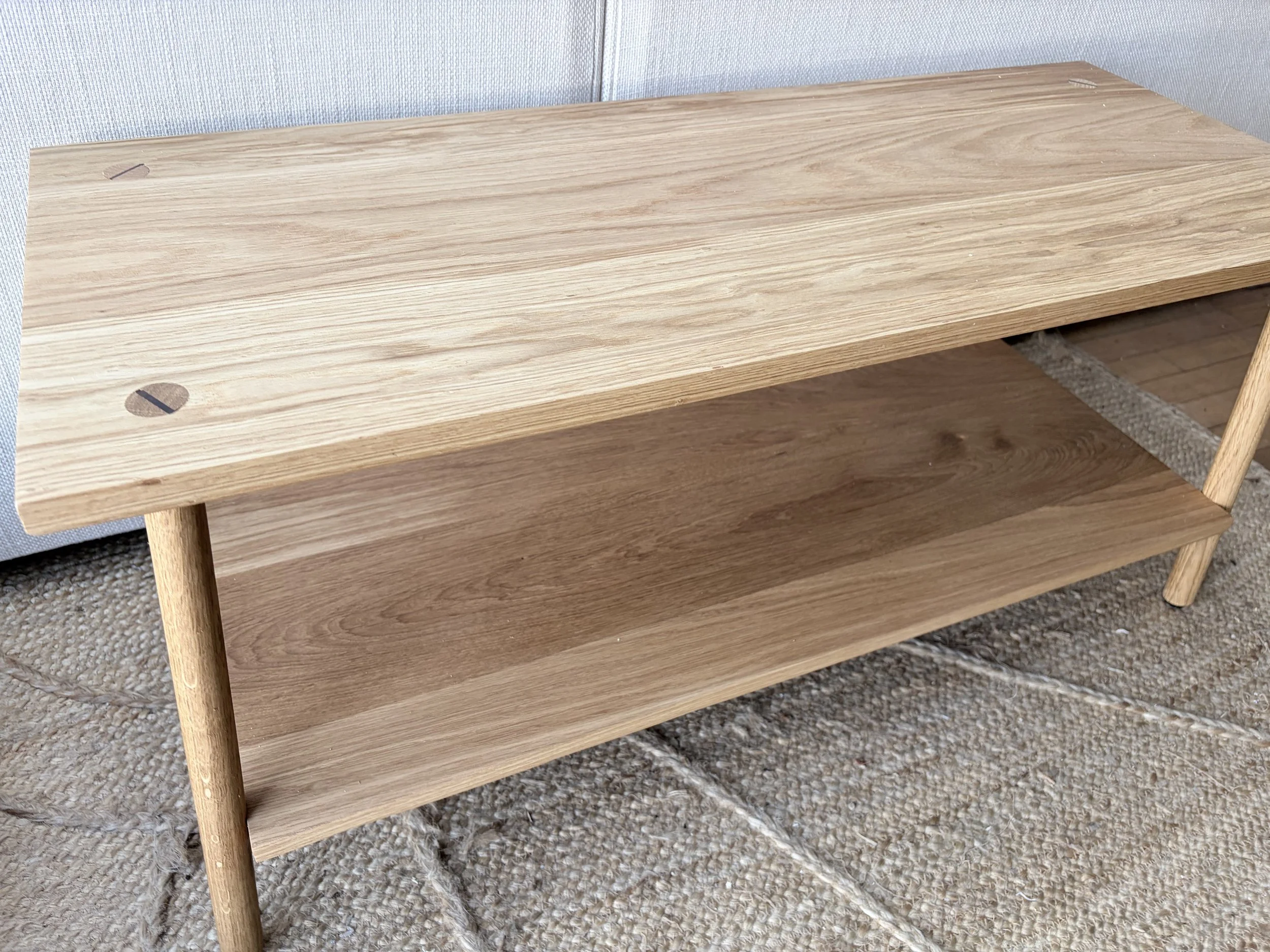 wooden rectangular coffee table with storage