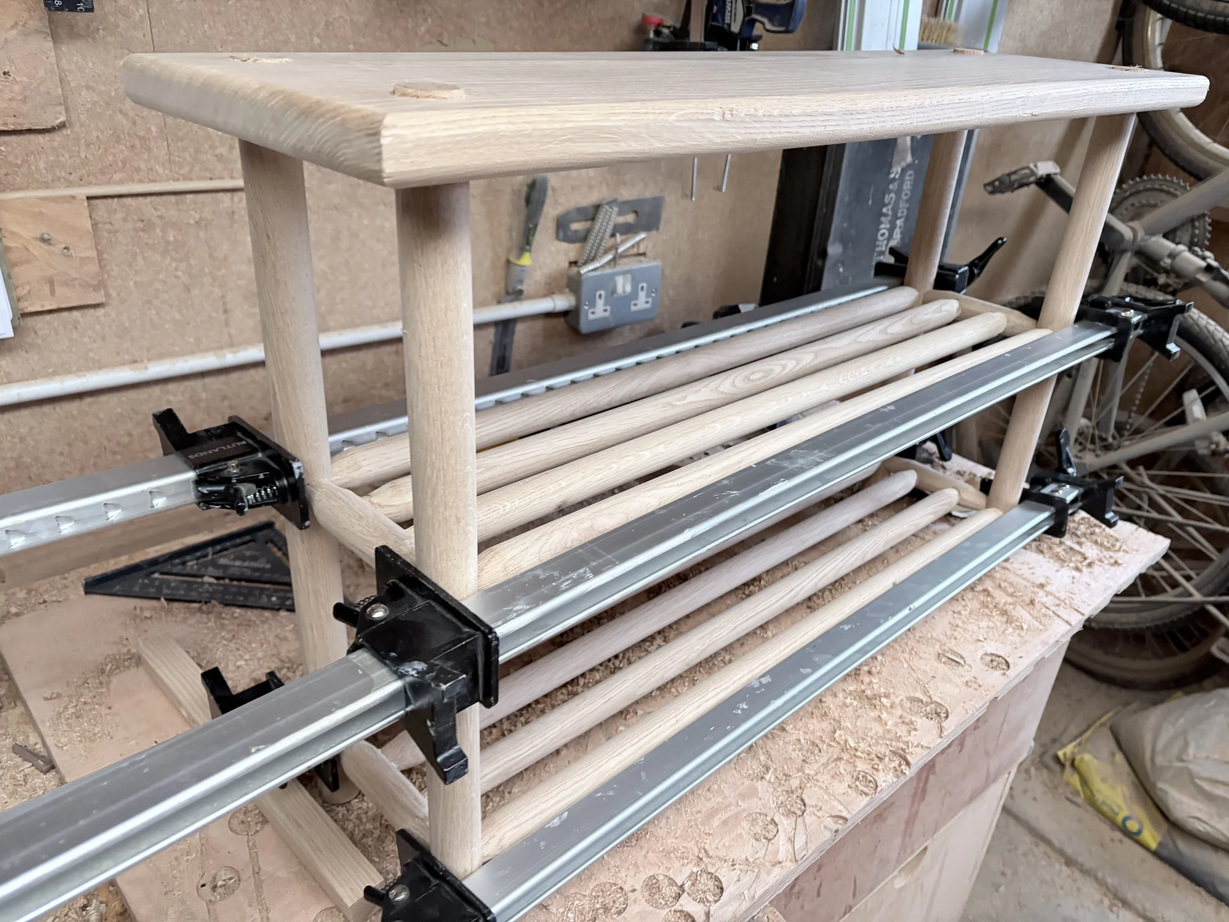 narrow hallway bench with storage