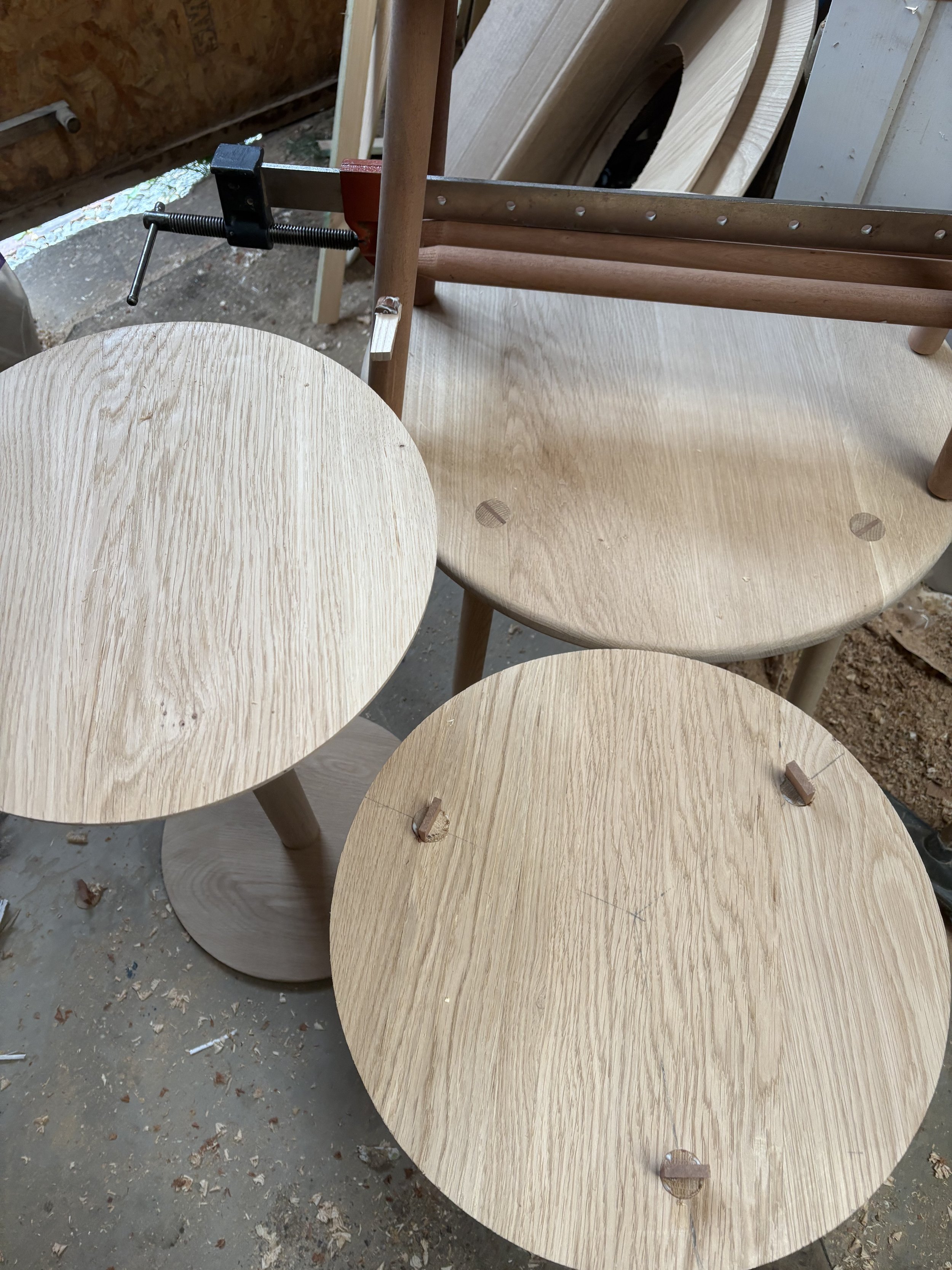 Round Oak Stools