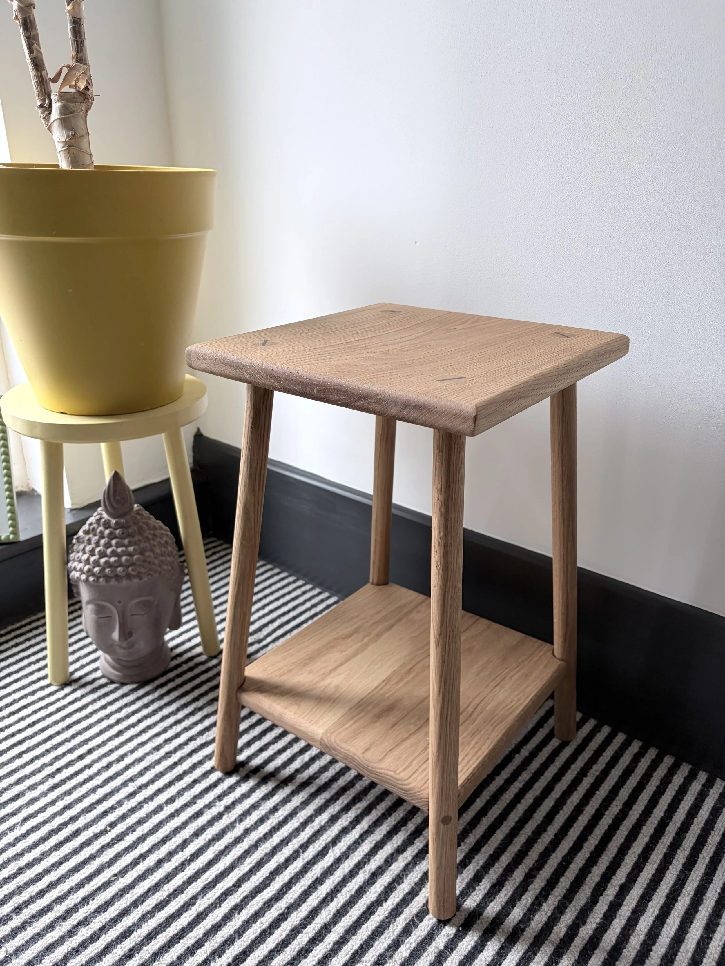 wood square coffee table with shelf