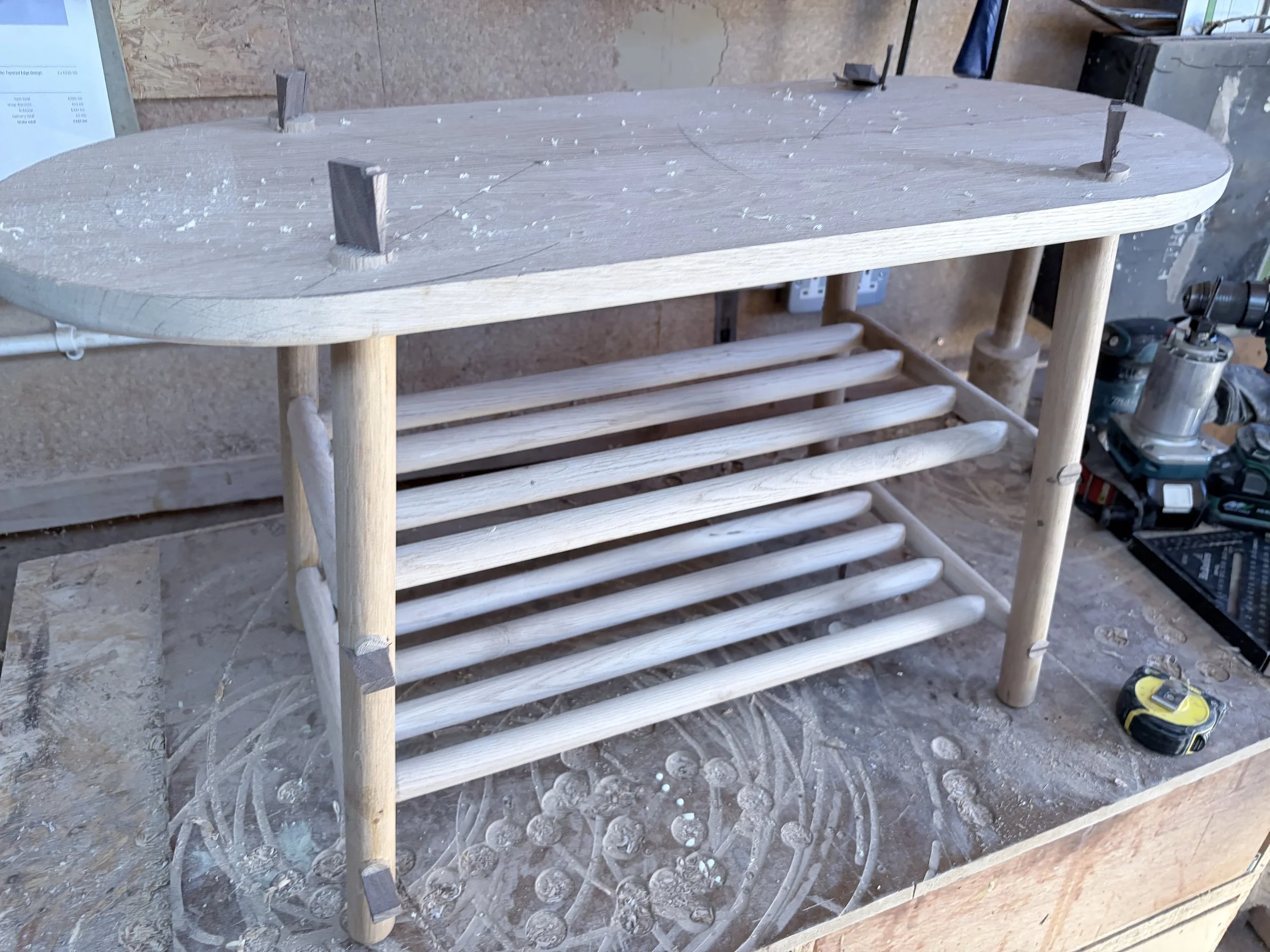 wooden bench indoor with shoe storage