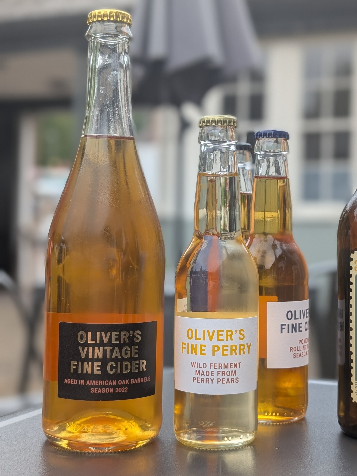 Bottles of cider on the table