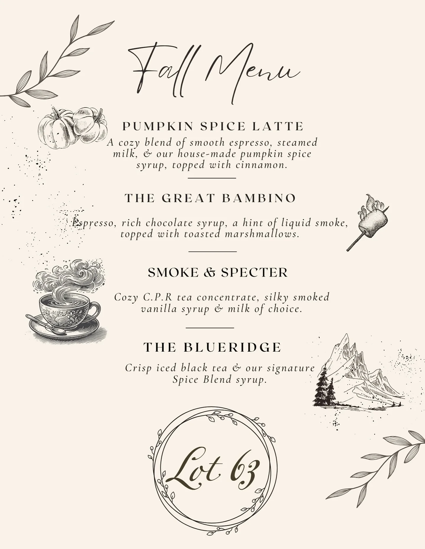 IT&rsquo;S HERE!!! 🍂🎃🍁🍂🎃Our Fall menu has arrived and it is filled with so many great choices! From the classic pumpkin spiced latte to a warm CPR tea with smoked vanilla. 

Also our long time partner Wilkerson&rsquo;s Bakery, signature Moravian
