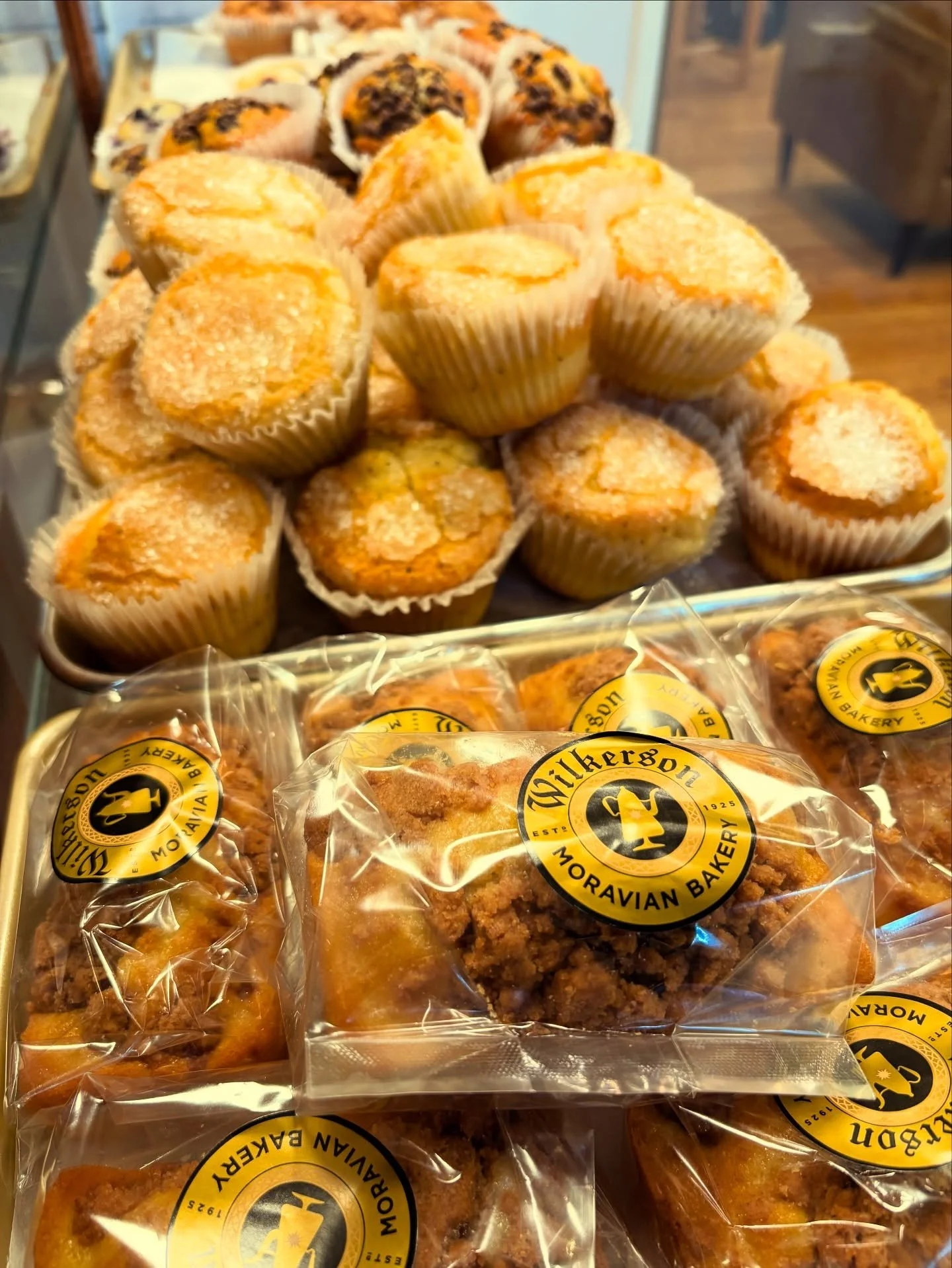 Our bakery is full up today! 🥨🥨 Gosh it always looks so good!! We have to stop ourselves from eating them ;p Thanks Wilkerson! #lot63 #bakery #wilkersons #oldsalem #winstonsalem #coffeeshop #goodmorning ☀️☀️