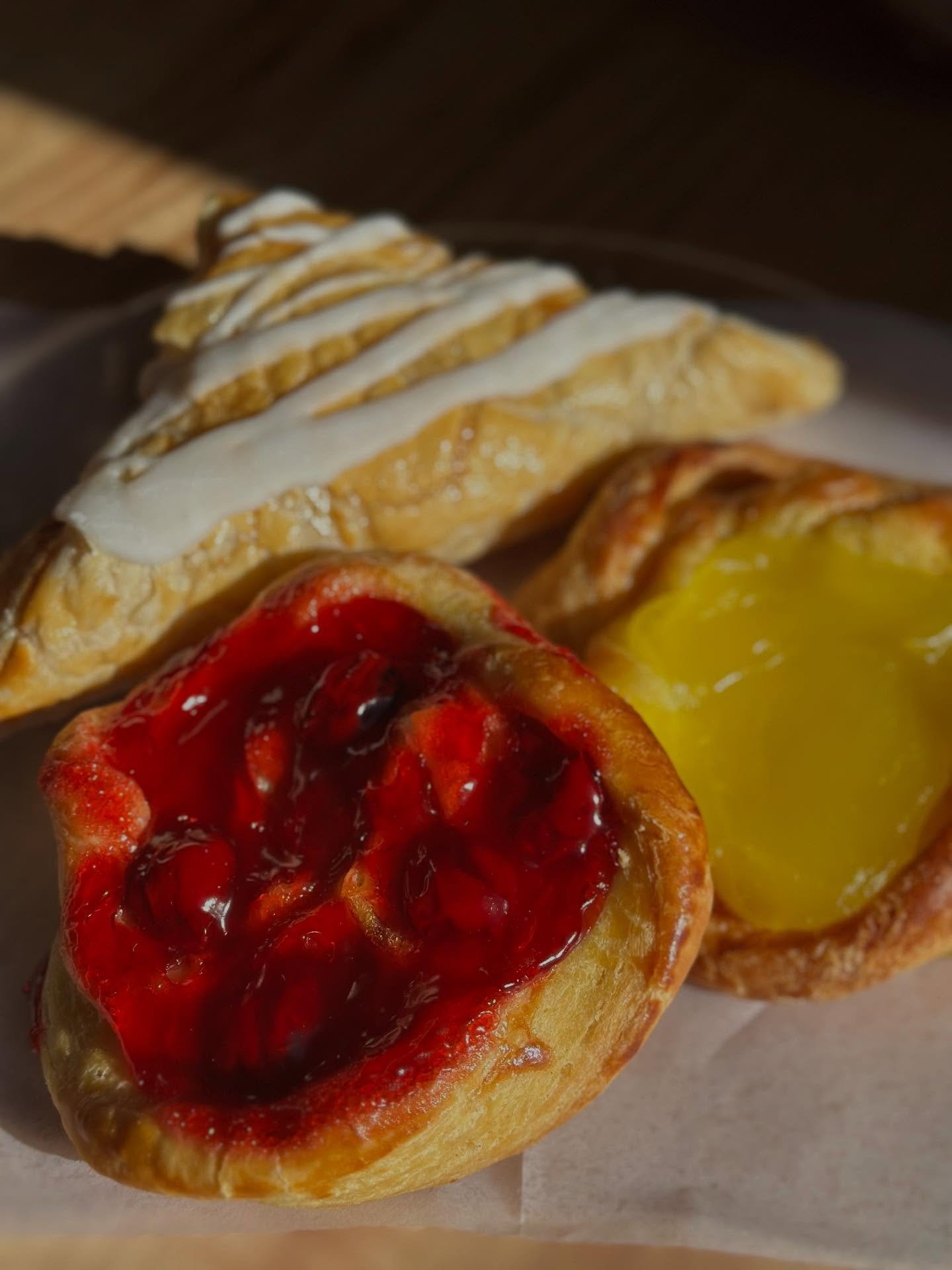 New Menu Items via @wilkersonbakery ! Cherry &amp; Lemon danishes, Apple Turnovers &amp; Cinnamon Rolls! We can&rsquo;t wait for you to try them! ✨