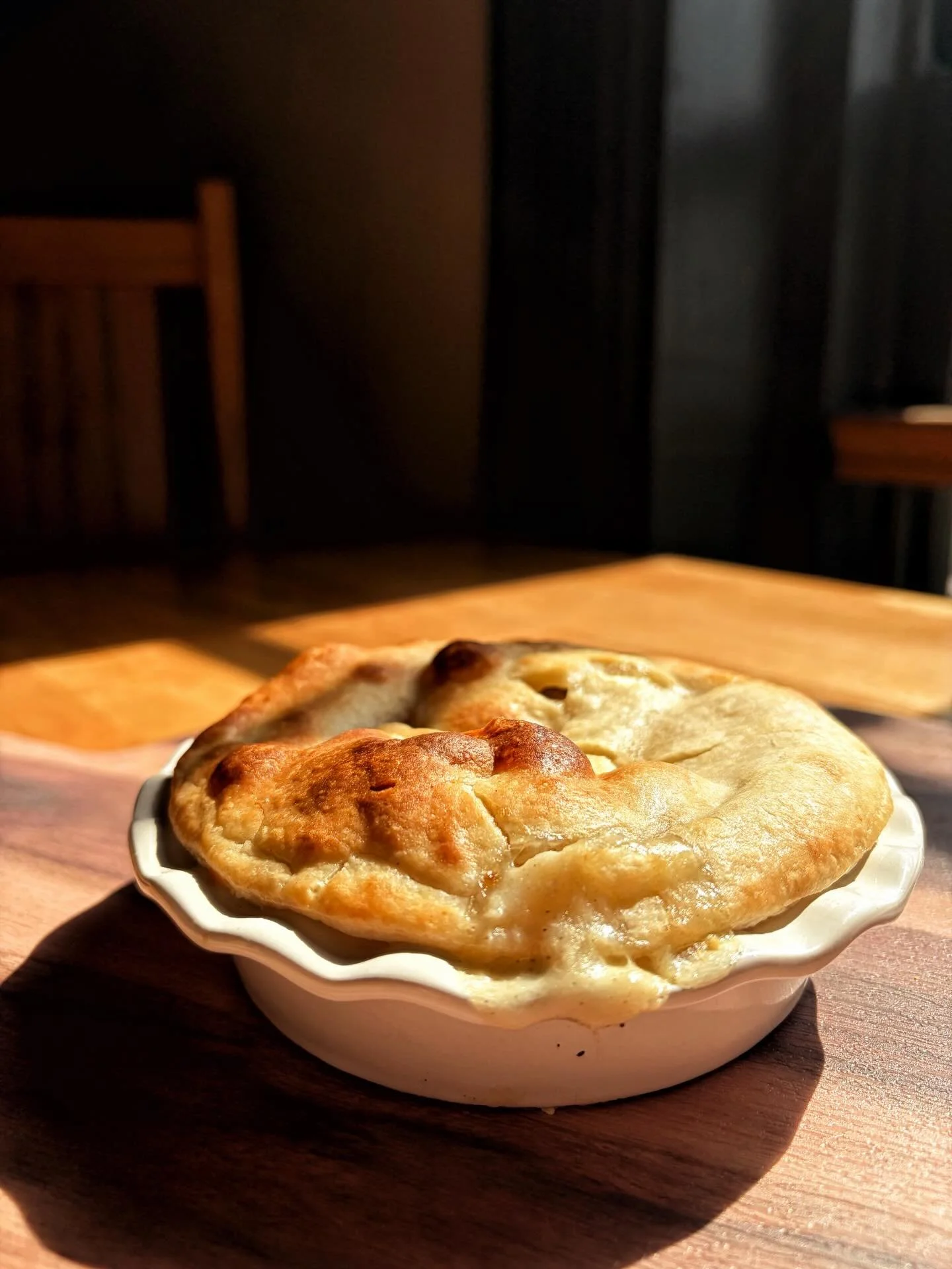 NEW MENU ITEM! Say hello to our new Moravian Chicken Pie provided to us by our new friends @mrspumpkins . We can&rsquo;t wait for you to try it! 🍽️🥧