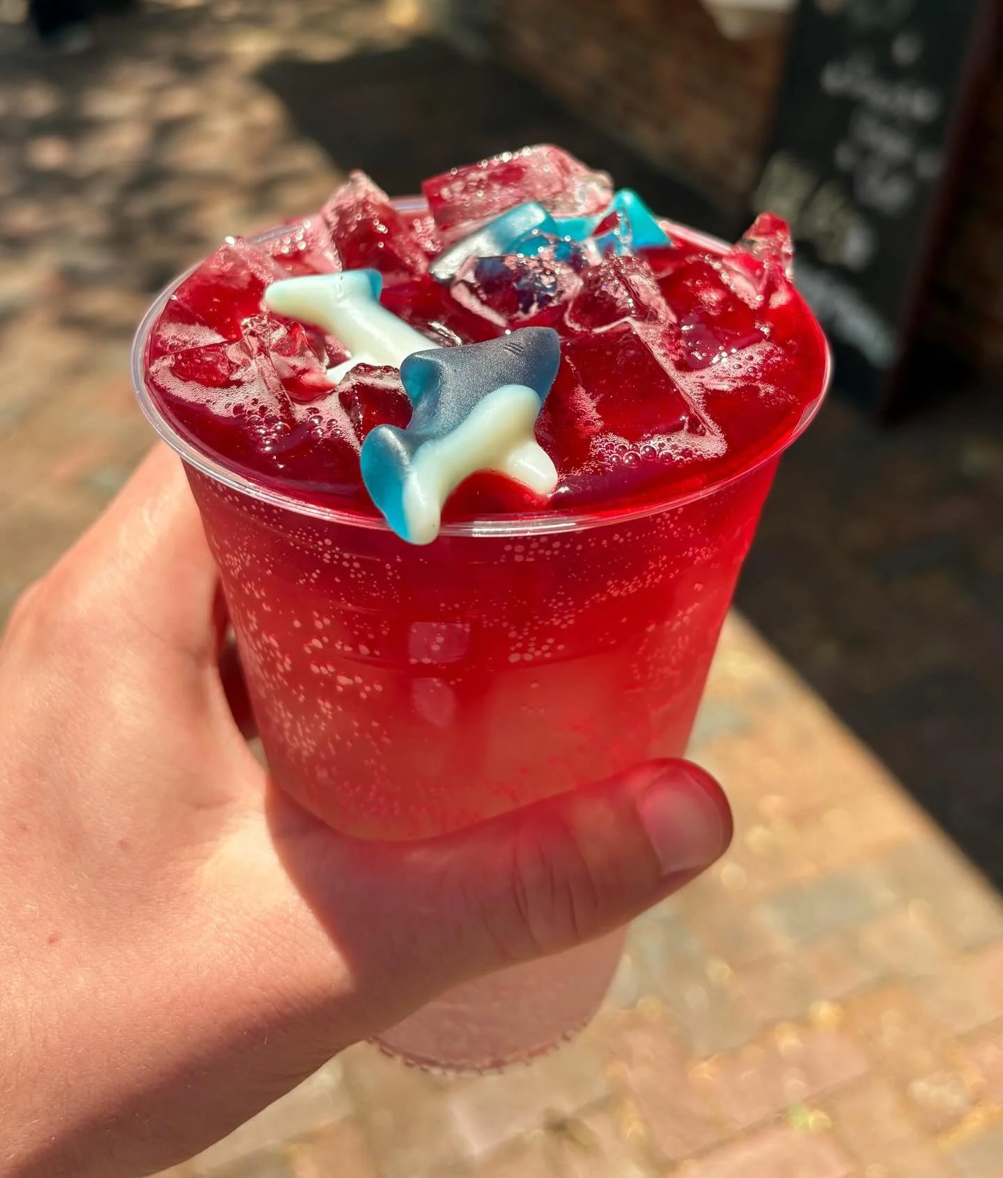 &ldquo;You&rsquo;re going to need a bigger boat&rdquo;. 🦈 JAWS: Hibiscus &amp; Lime tea concentrate, sparkling lemonade, topped with gummy sharks. Order at your own risk! ⚠️