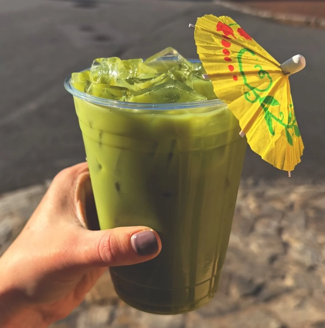 Vacation at Lot 63! Try our new Matcha Colada: matcha, pineapple syrup, coconut syrup, &amp; milk of choice, topped with a little umbrella just for the vibes. Cheers! 🍍🏖️