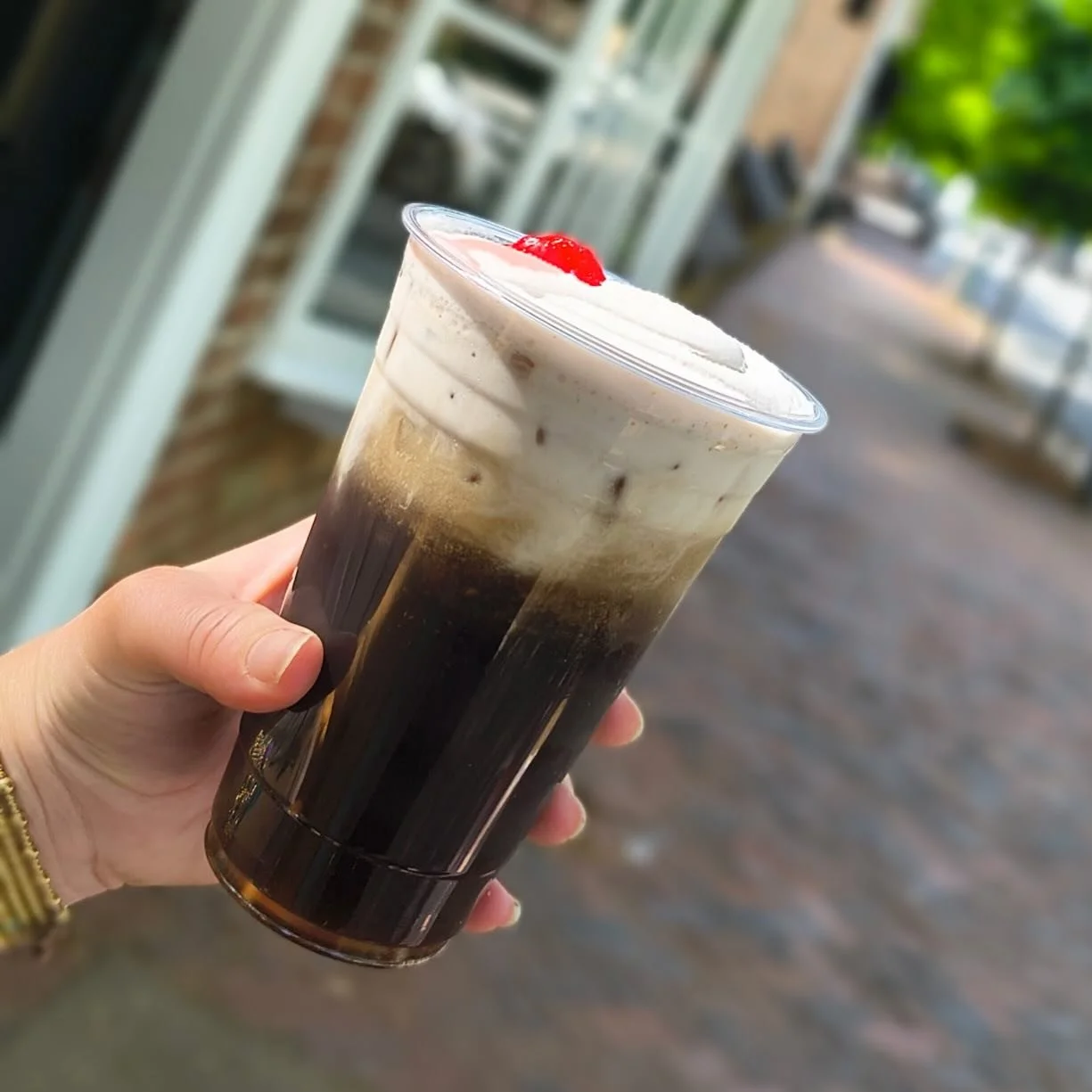 Need a pick-me-up? Come try out our summertime exclusive, Cherry Bomb. Cold brew, vanilla syrup, Coca-Cola, cherry cold foam. Cheers! 🍒