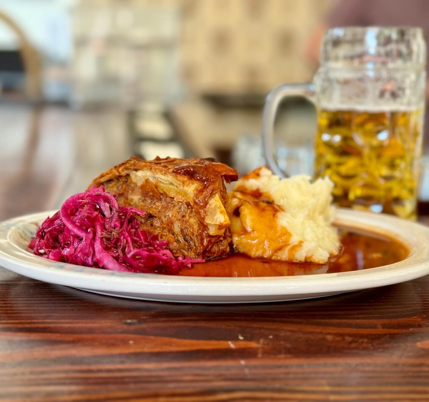 The features are stacked this weekend, game pie pictured! And Lou&rsquo;s Polish Easter Platter with @schallerweber kielbasa, Cirak Polish egg ball, beet and horseradish and potato salad! All goes well with a #hofbrau 

Thanks @samarco for the pic!!!