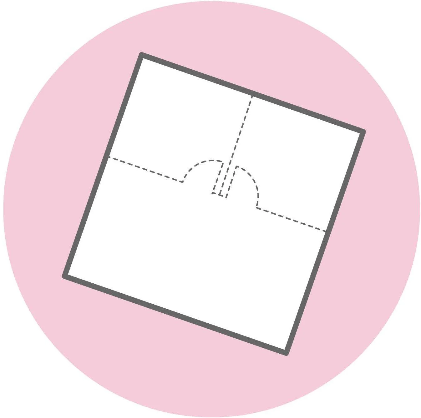 Plan diagram shows a square with two large rooms occupying the top half of the square.