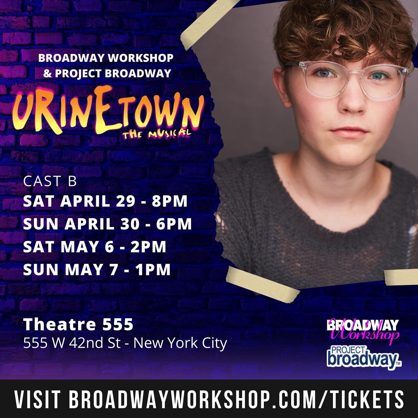 Tickets to Broadway Workshop &amp; Project Broadway's 2023 Main Stage Production of URINETOWN are now on sale! Come check me out as Senator Fipp in Cast B. Performances take place at Theater 555 on 42nd St! Can't wait to see you in the audience! 
#Br