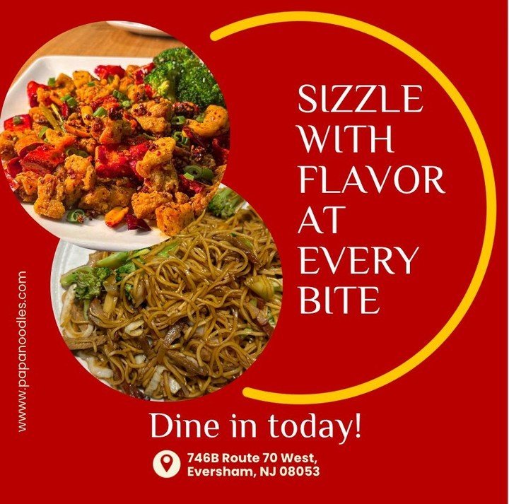 Have you tried our lo mein or wings? We're open today for lunch and dinner! 

#SzechuanCuisine #PapaNoodles #SizzleAndSpice #AsianFlavorsNJ #ChineseCuisine