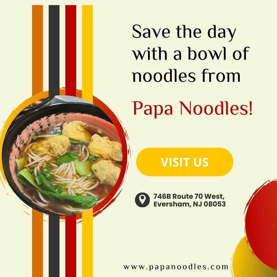 Let's noodle around at Papa Noodles! 🍜 Dive into our tasty bowls and let the good times roll. 

Hungry for more? Stop by for a bowl &ndash; whether you're staying with us or taking it home, we've got the flavor you crave! See you there! 

#papanoodl