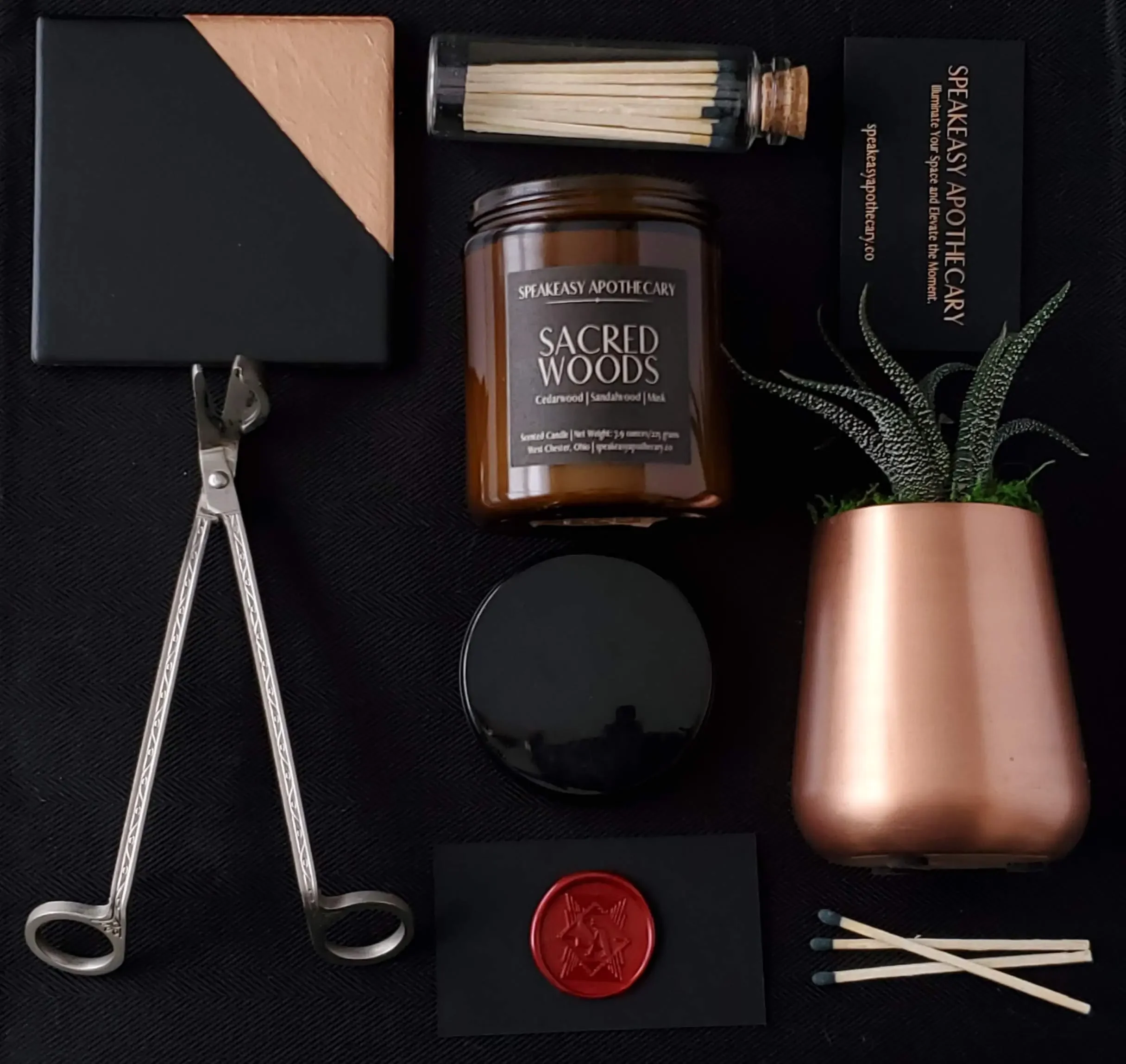 Speakeasy Apothecary coconut soy candles and wax melts — small batch hand-poured home fragrance made in Ohio