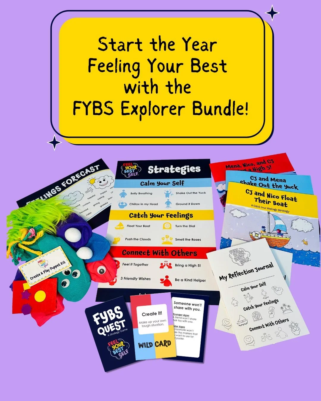 ✨ Start the new year by exploring feelings&mdash;together. ✨

The Explorer Bundle brings together our most-loved Feel Your Best Self resources to help kids (and adults!) build emotional awareness and explore FYBS stategies through play and co-learnin