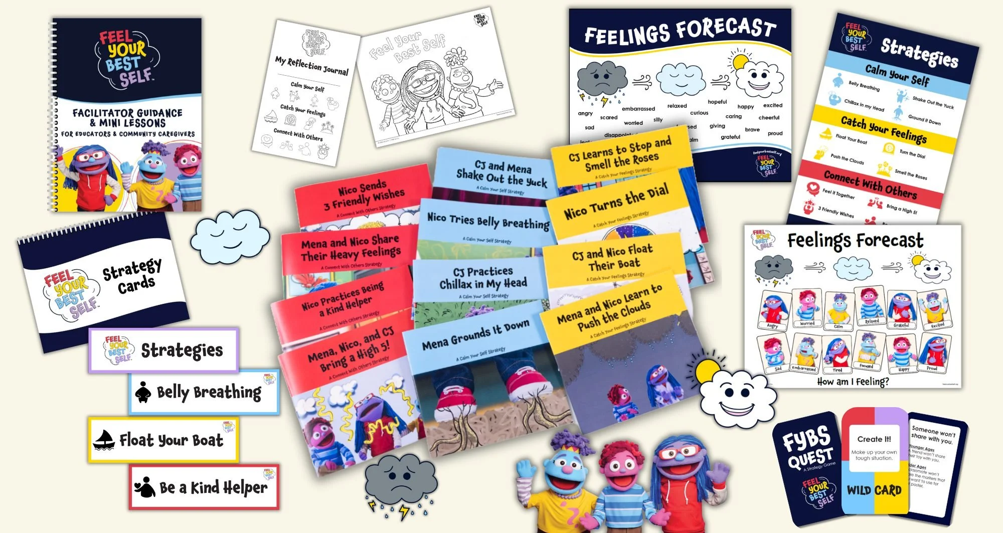 Now that kids are back in the classroom, get all the tools you need for social-emotional learning in one easy FYBS Facilitator Bundle:
✅ Storybooks
✅ Posters
✅ FYBS Quest strategy card game
✅ Teacher guides + classroom ideas

🌟 Save time, reduce pre